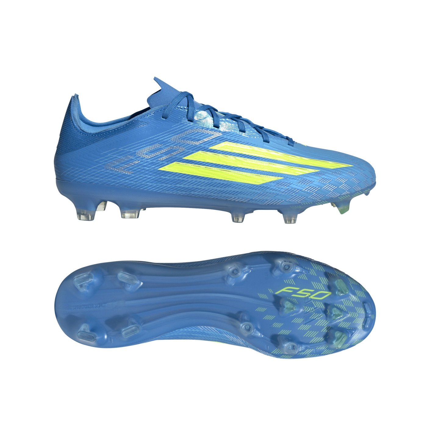 adidas F50 Pro Gazon Naturel Chaussures de Foot (FG) Bleu Néon Jaune