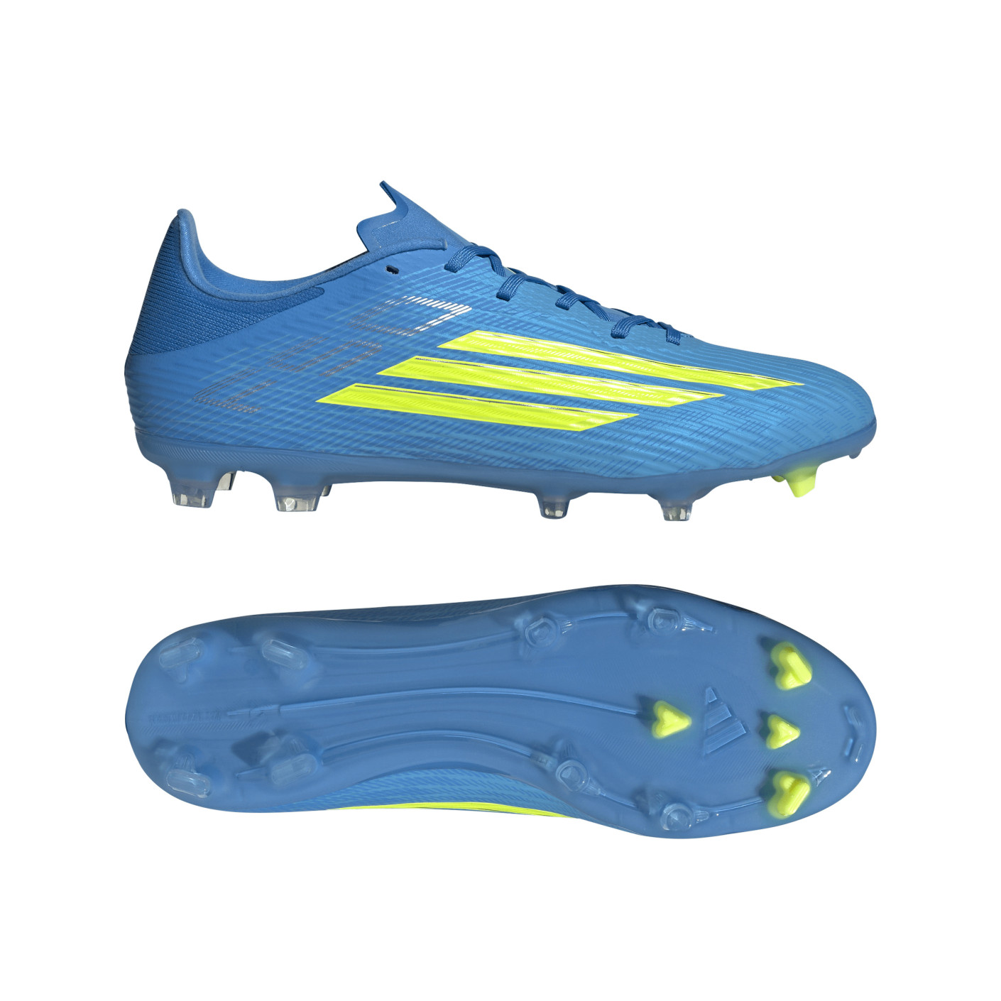 adidas F50 League Gazon Naturel Gazon Artificiel Chaussures de Foot (MG) Bleu Néon Jaune