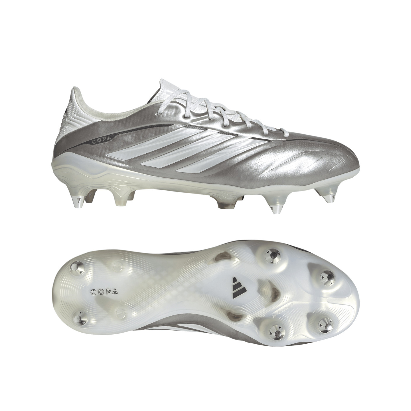 adidas Copa Pure IV Elite Crampons Vissés Chaussures de Foot (SG) Argenté Blanc Gris Foncé