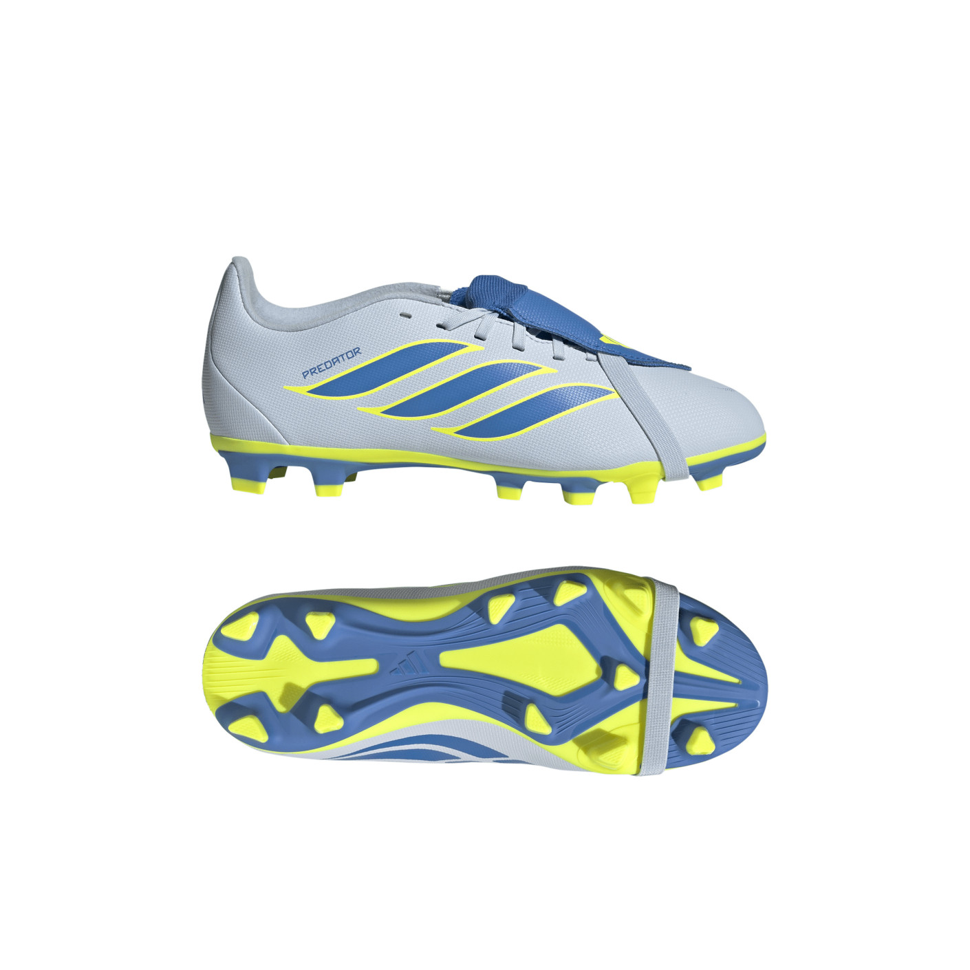 adidas Predator Club FT Gazon Naturel Artificiel Chaussures de Foot (MG) Enfants Bleu Clair Bleu Jaune