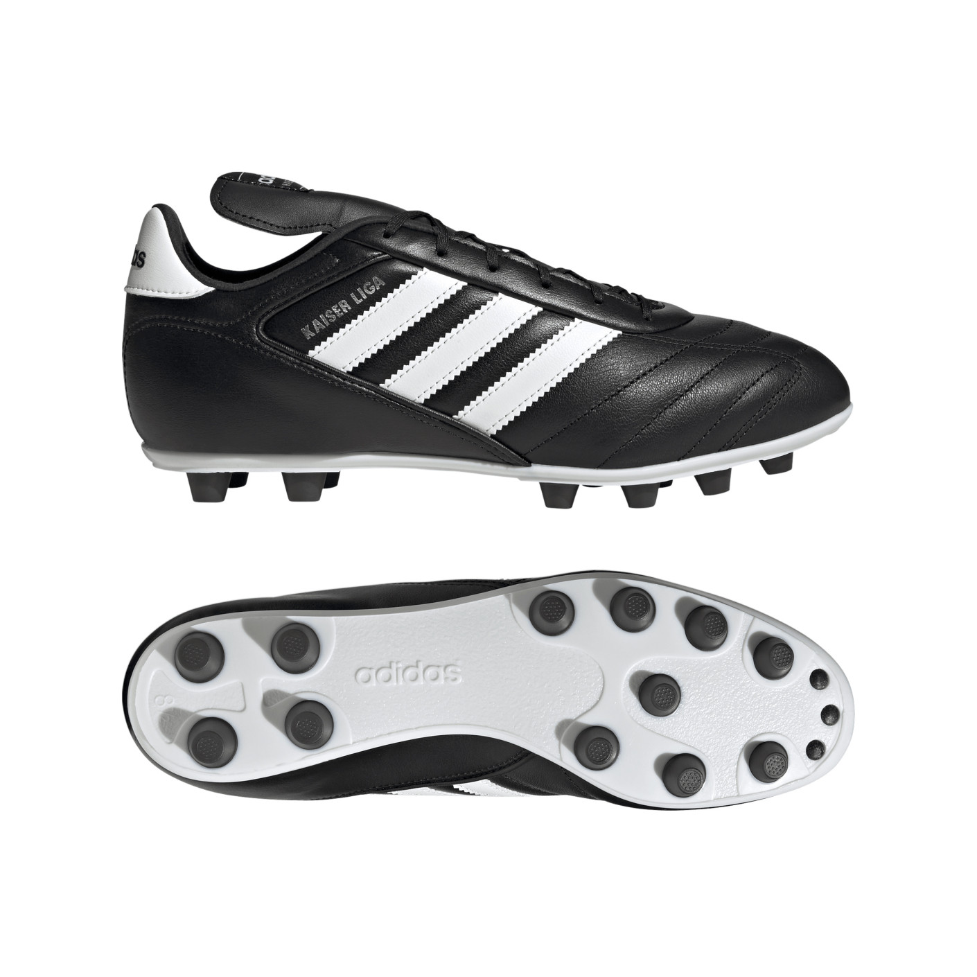 adidas Kaiser Liga 2 Gazon Naturel Chaussures de Foot (FG) Noir Blanc