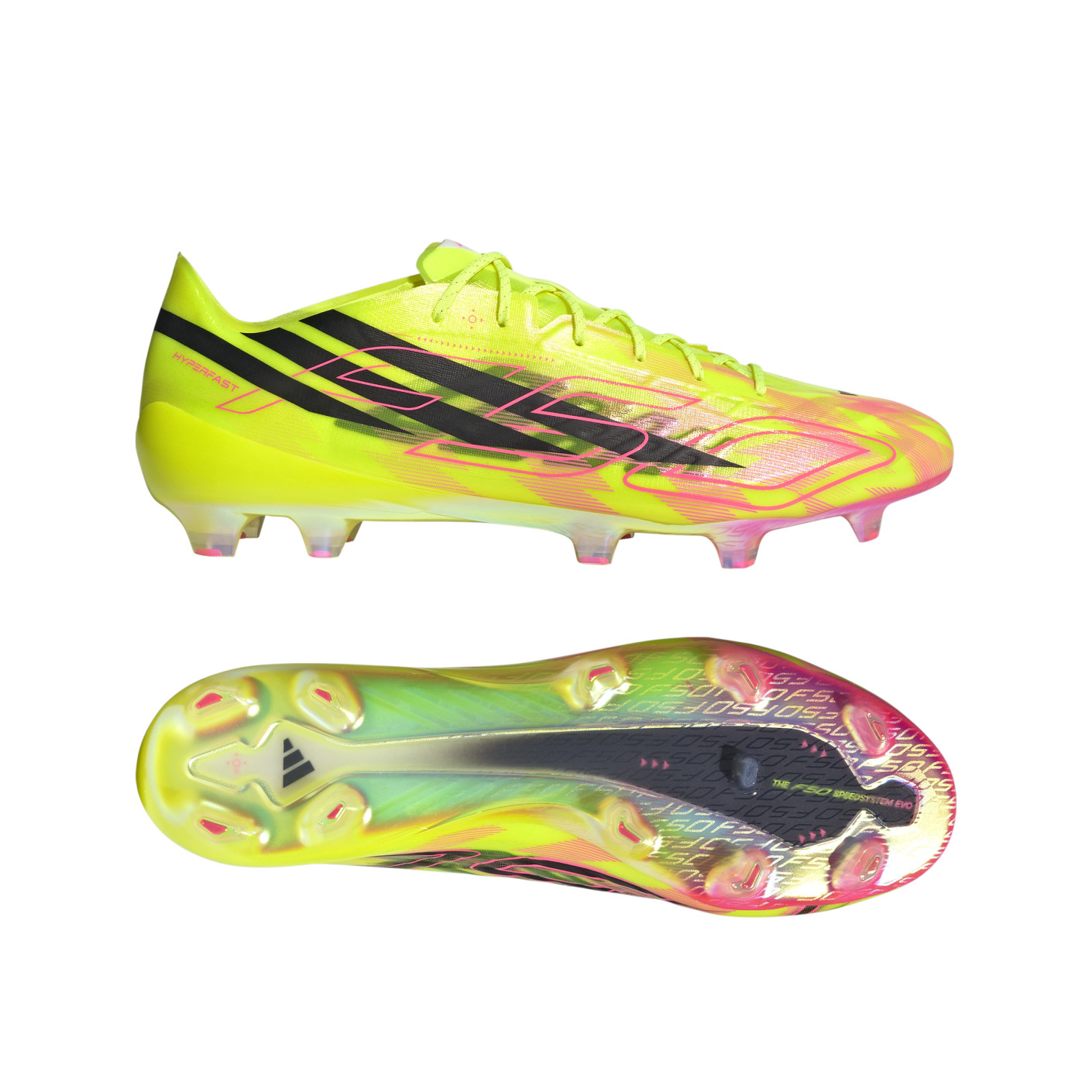 adidas F50 Hyperfast EVO Too Light Gras Voetbalschoenen (FG) Neongeel Zwart Roze