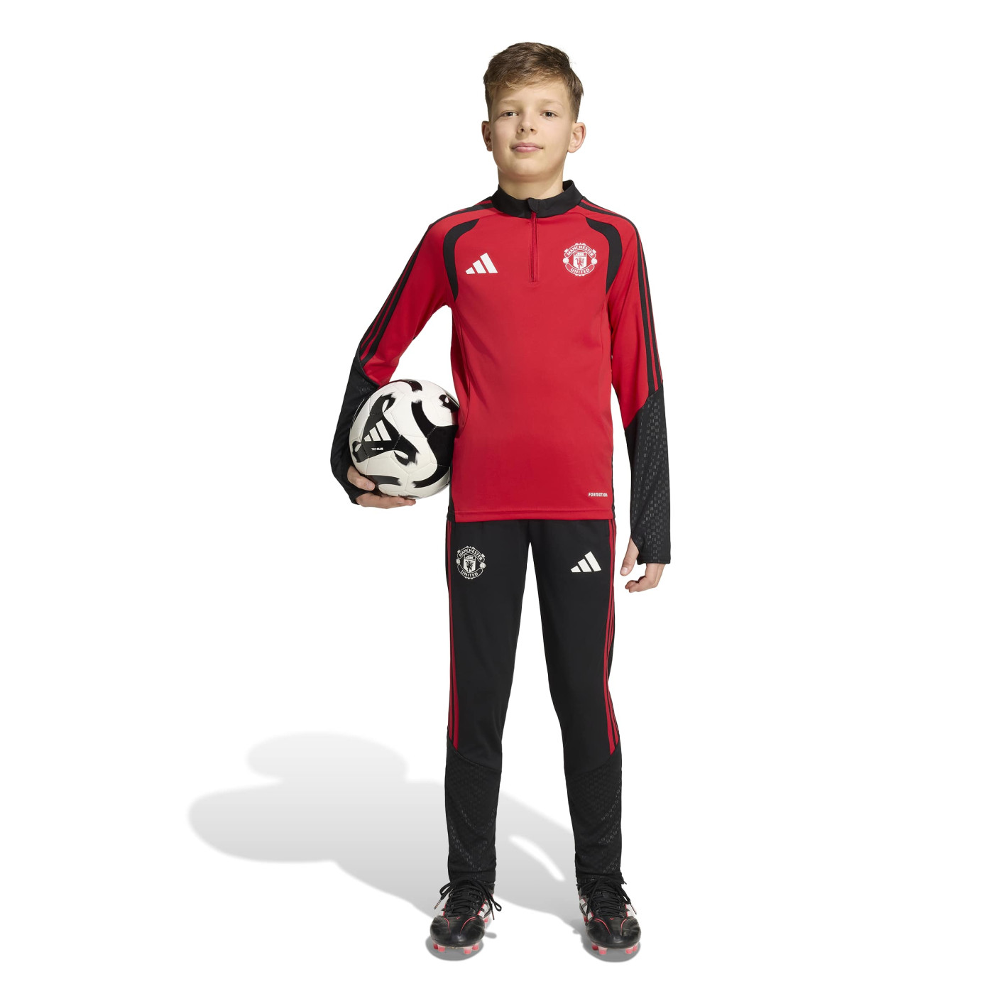 adidas Manchester United Trainingspak 1/4-Zip 2026-2027 Kids Rood Zwart Wit