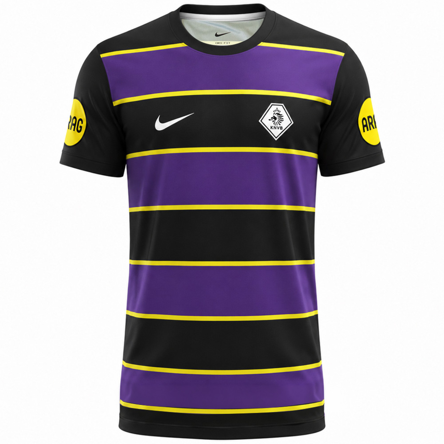 Nike KNVB ARAG Scheidsrechters Pre-Match Shirt 2026-2028 Heren Zwart Paars Geel