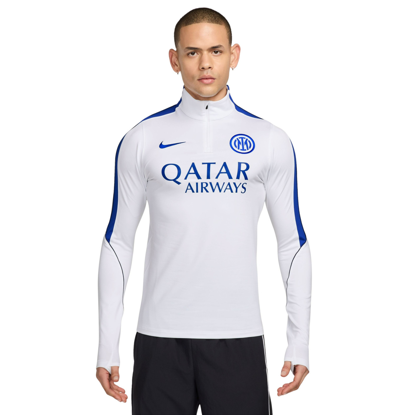Pull Haut d'Entraînement Nike Inter Milan Strike 1/4-Zip 2026-2027 Blanc Bleu Foncé