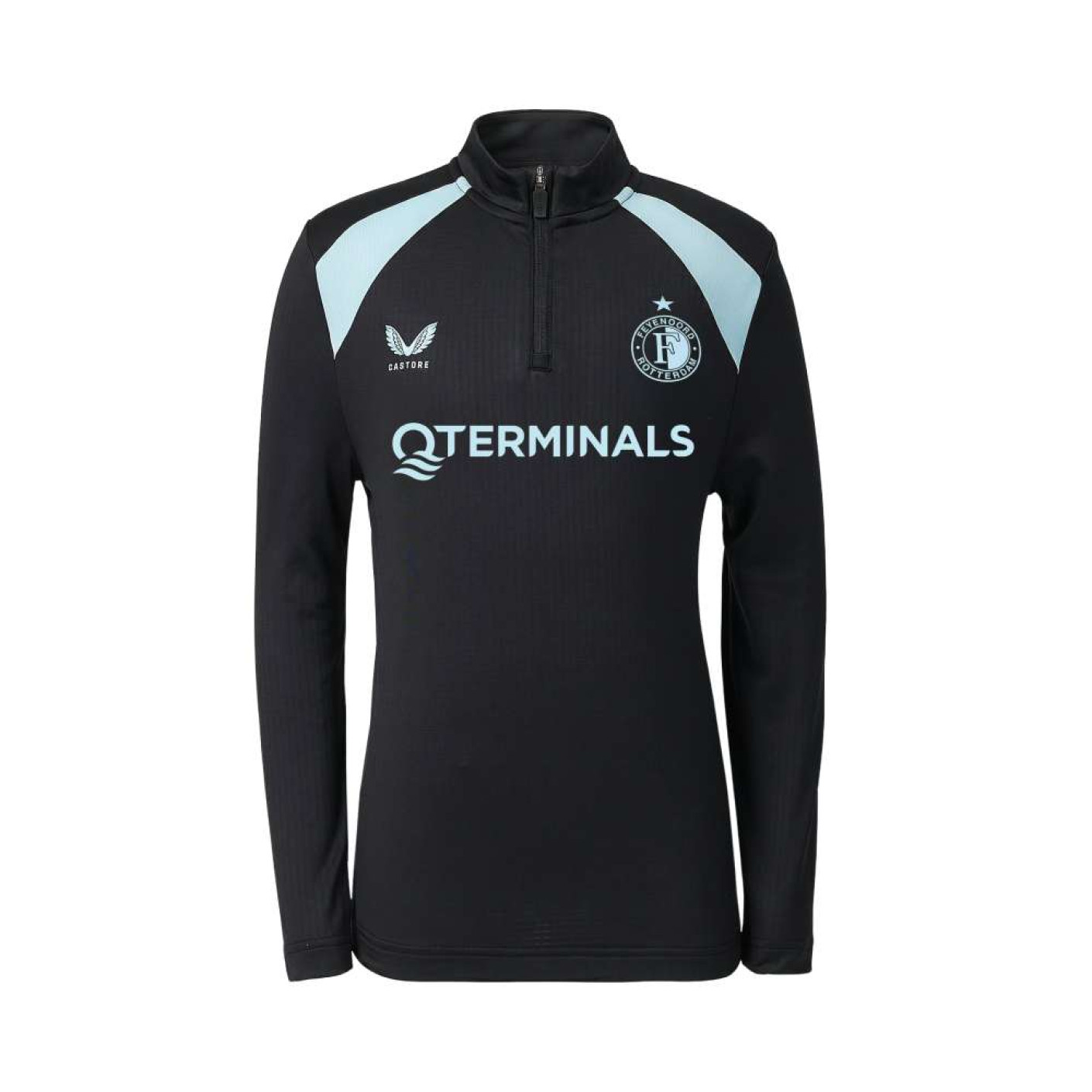Castore Feyenoord Trainingstrui 1/4-Zip 2026-2027 Kids Zwart Lichtblauw