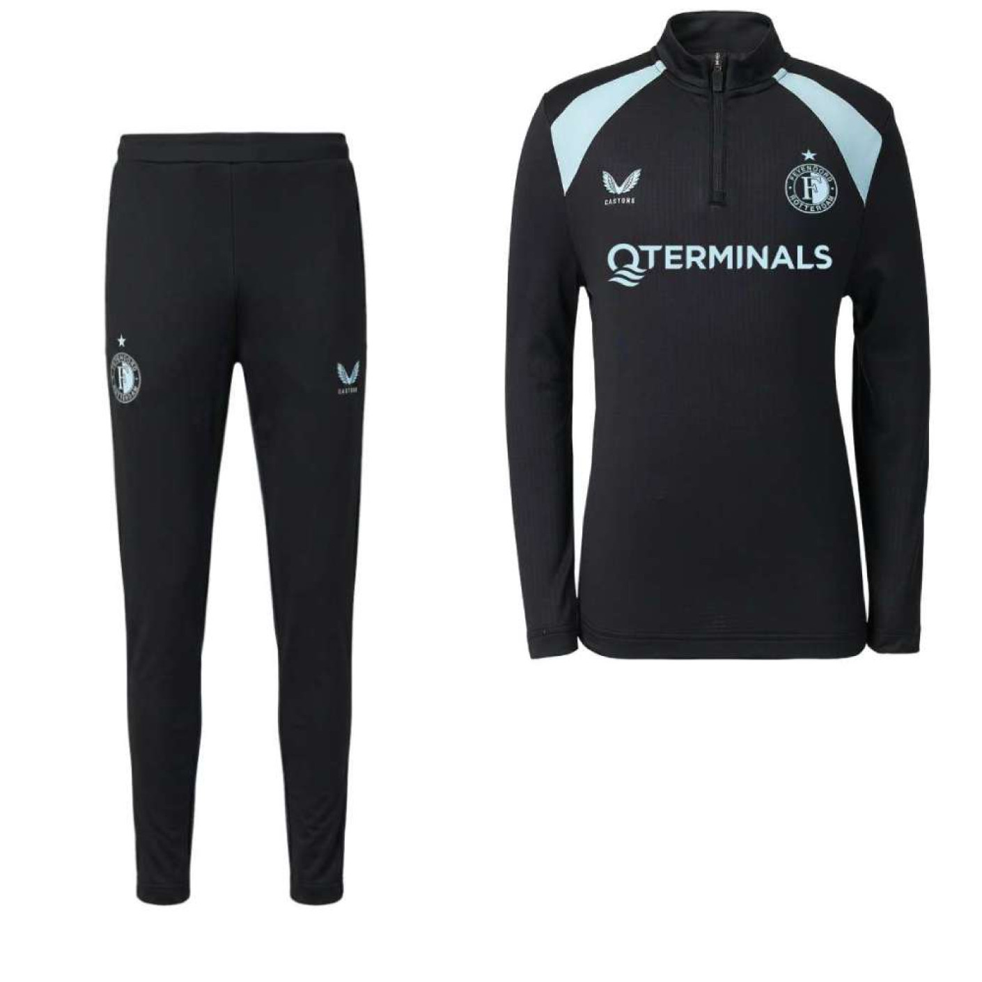 Castore Feyenoord Trainingspak 1/4-Zip 2026-2027 Kids Zwart Lichtblauw