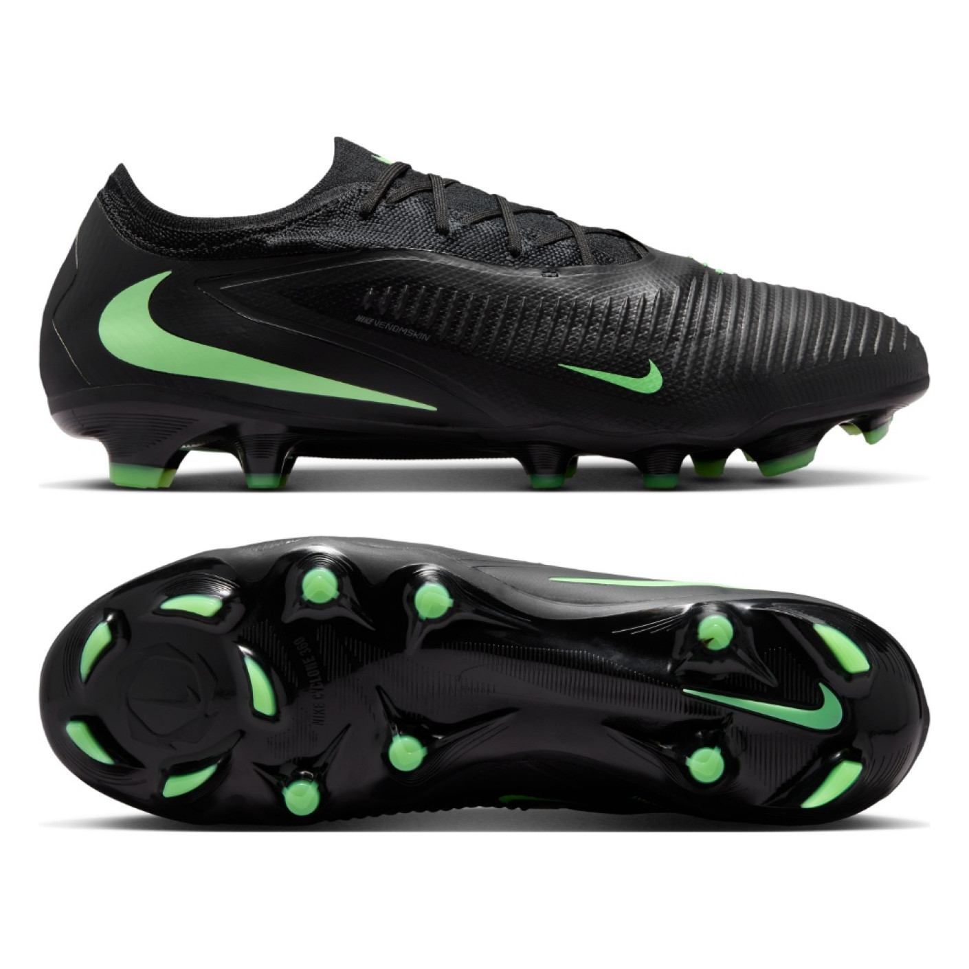 Nike Phantom 6 Low Pro Gras Voetbalschoenen (FG) Zwart Felgroen