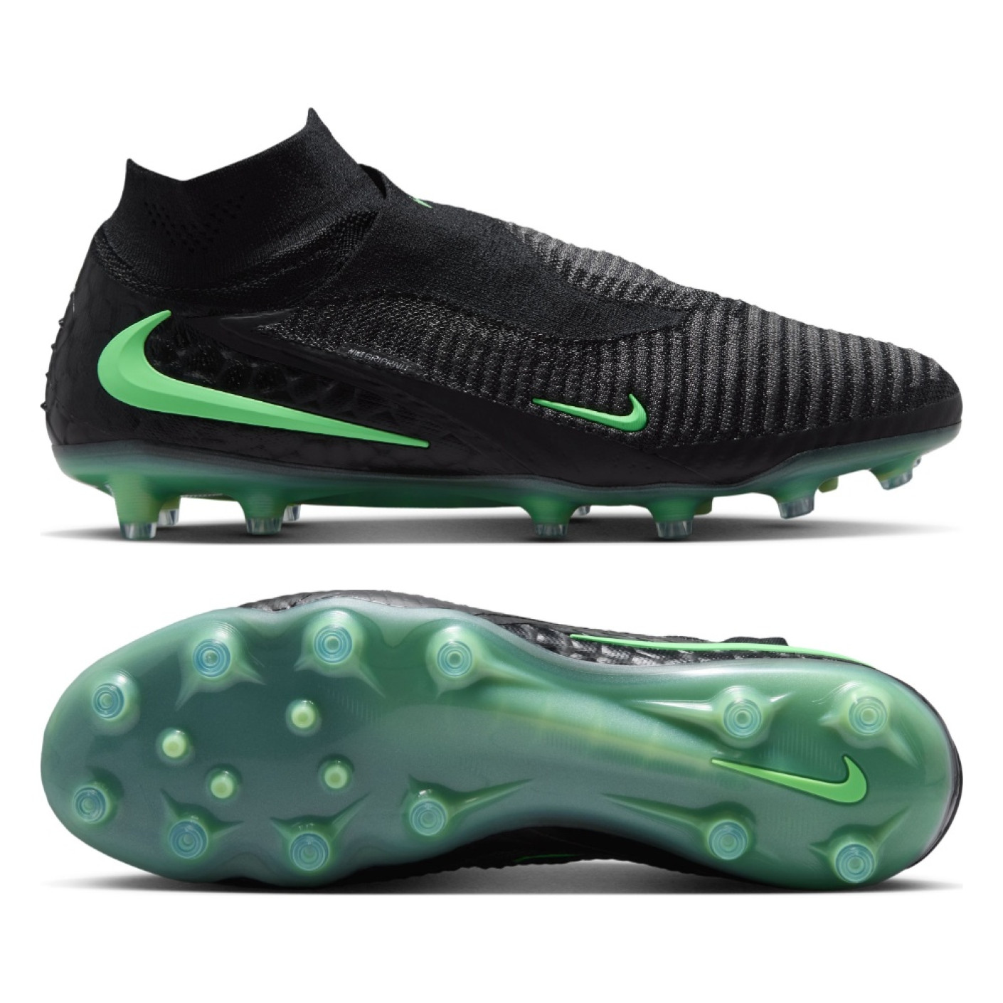 Nike Phantom 6 High Elite Kunstgras Voetbalschoenen (AG) Zwart Felgroen