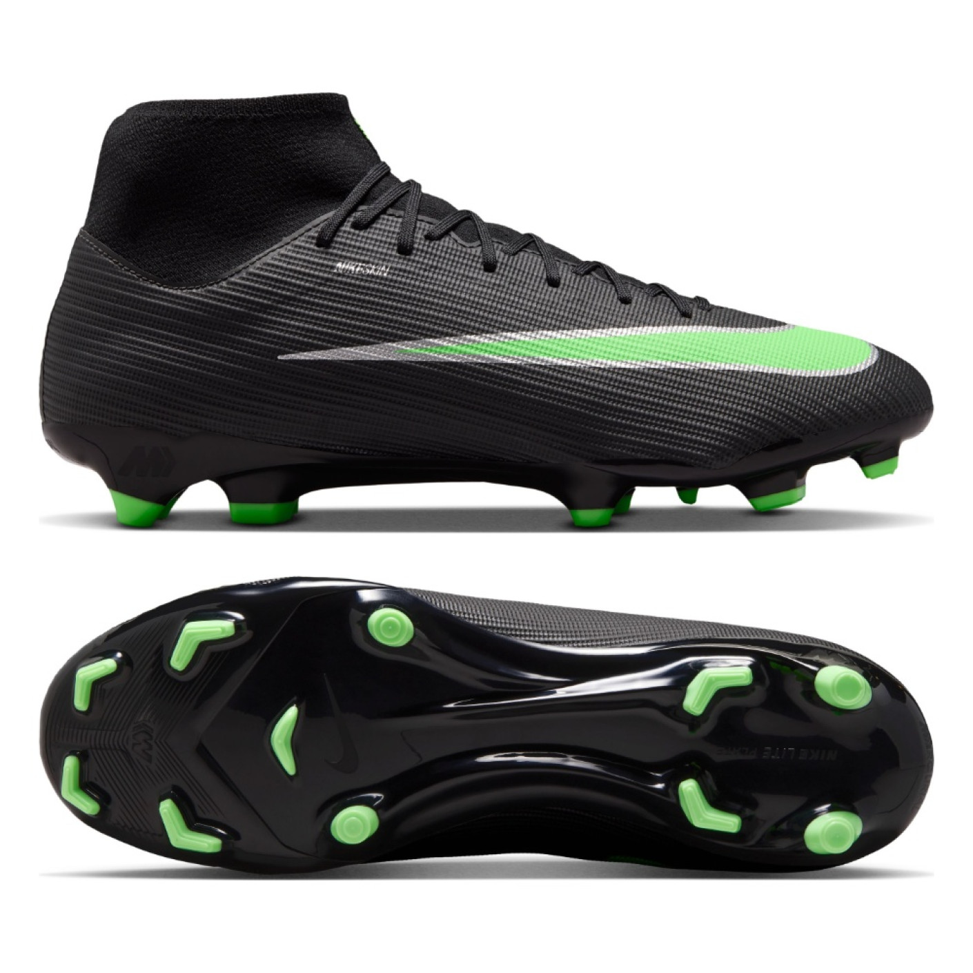 Nike Mercurial Superfly 11 Academy Gras / Kunstgras Voetbalschoenen (MG) Zwart Felgroen Zilvergrijs