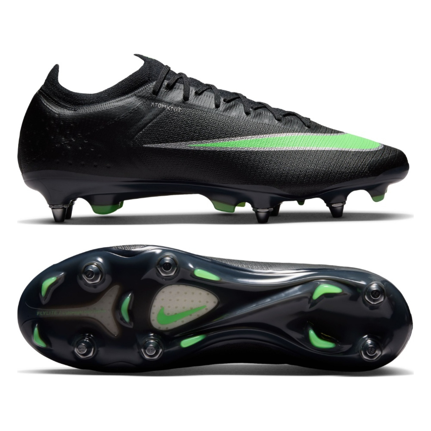 Nike Mercurial Vapor 17 Elite Crampons Vissés Chaussures de Foot (SG) Noir Vert Vif Gris Argenté