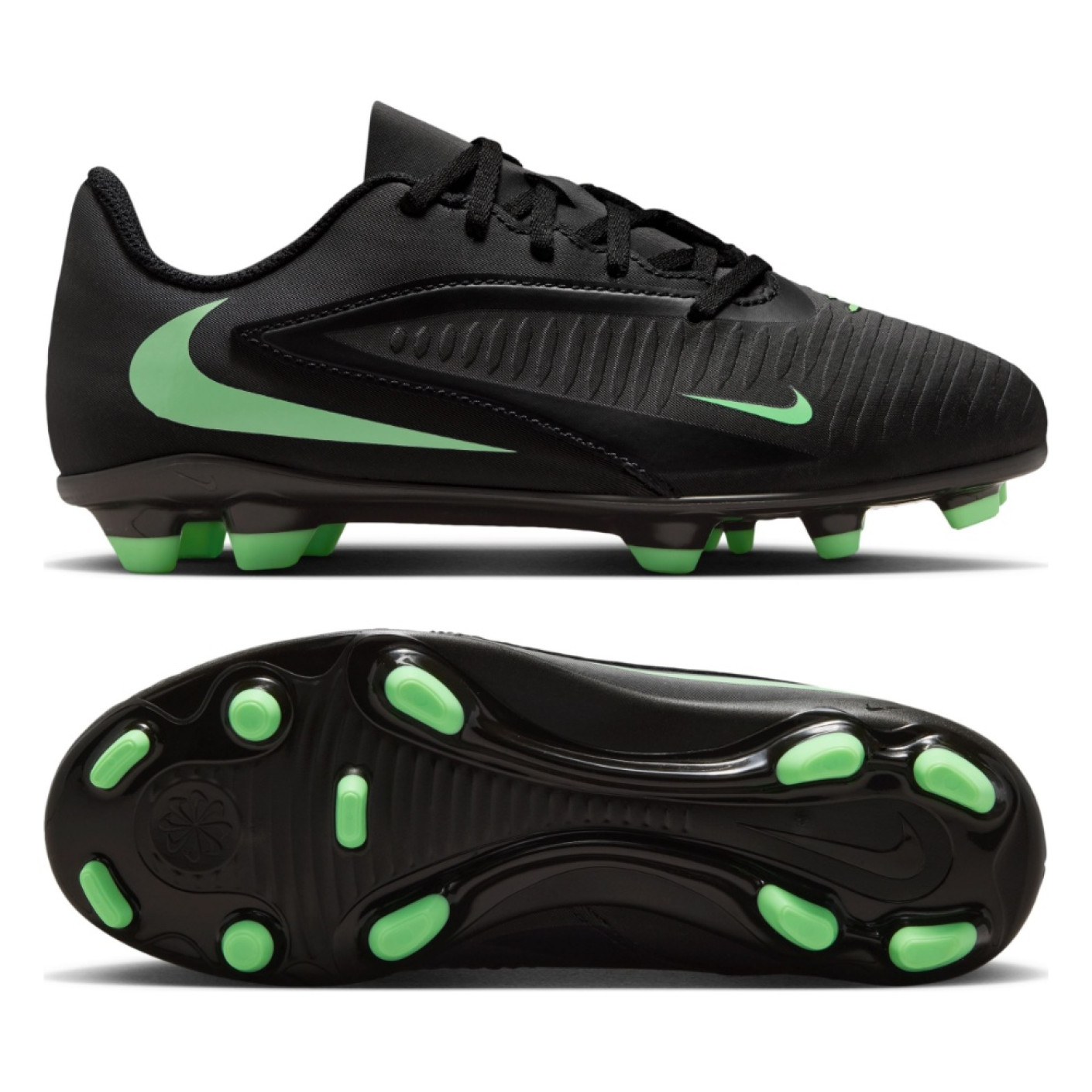 Nike Phantom 6 Low Club Gras / Kunstgras Voetbalschoenen (MG) Kids Zwart Felgroen