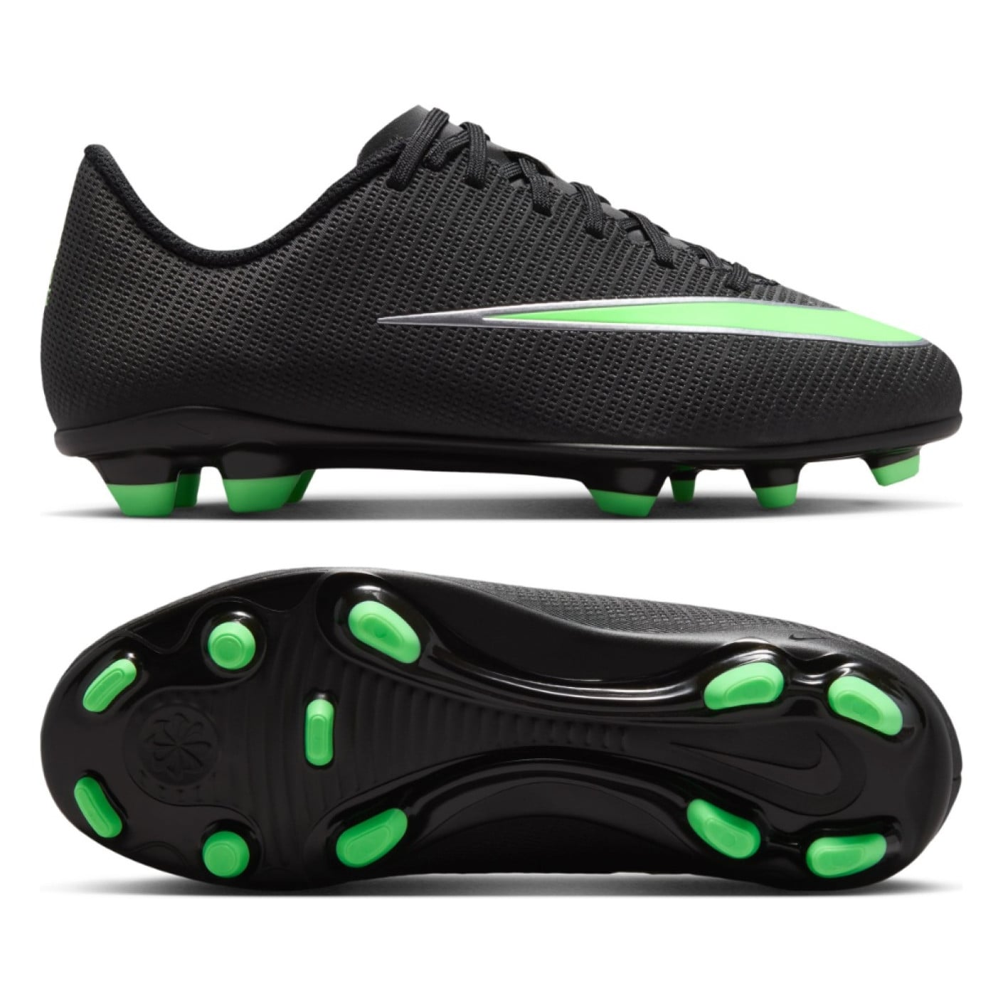Nike Mercurial Vapor 17 Club Gras / Kunstgras Voetbalschoenen (MG) Kids Zwart Felgroen Zilvergrijs