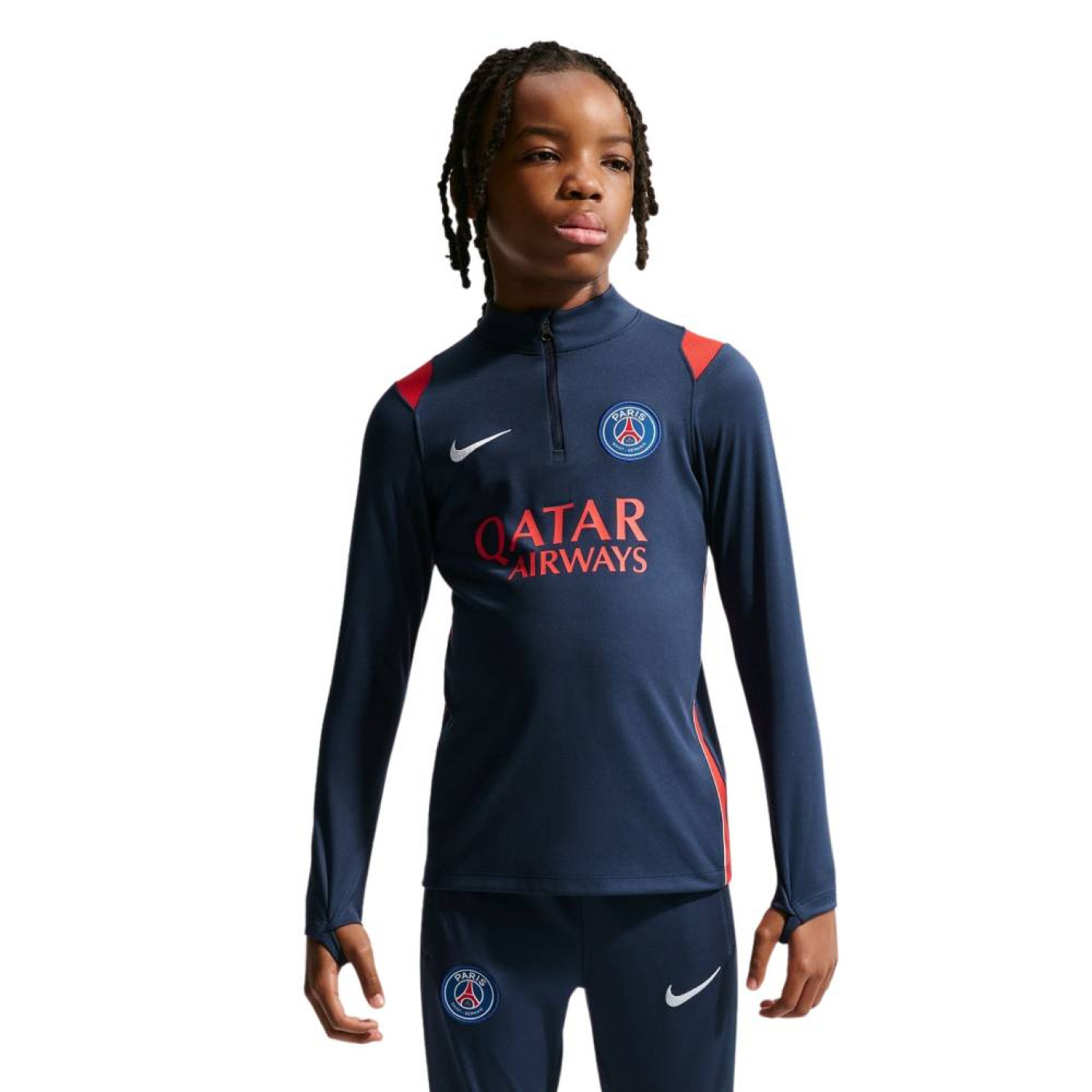 Nike Paris Saint-Germain Academy Pro Trainingstrui 1/4-Zip 2026-2027 Kids Donkerblauw Rood Wit