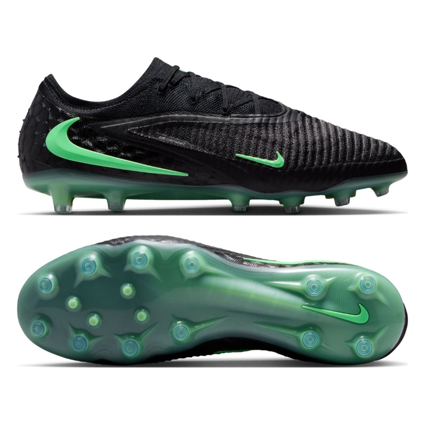 Nike Phantom 6 Low Elite Gazon Artificiel Chaussures de Foot (AG) Noir Vert Vif