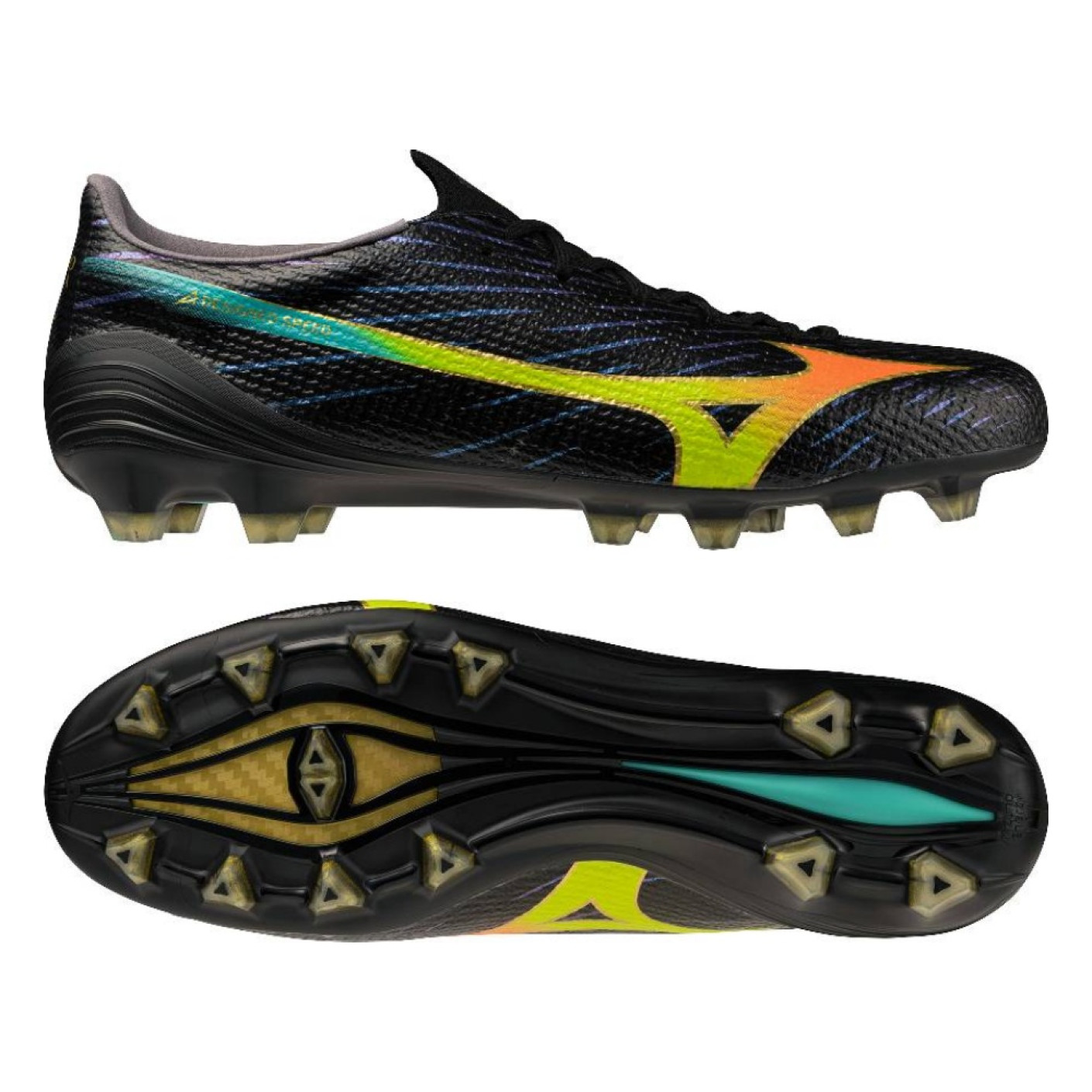 Mizuno Alpha III Japan Gras Voetbalschoenen (FG) Zwart Lava Oranje