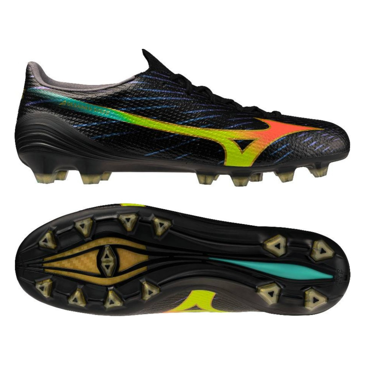 Mizuno Alpha III Elite Gras Voetbalschoenen (FG) Zwart Lava Oranje