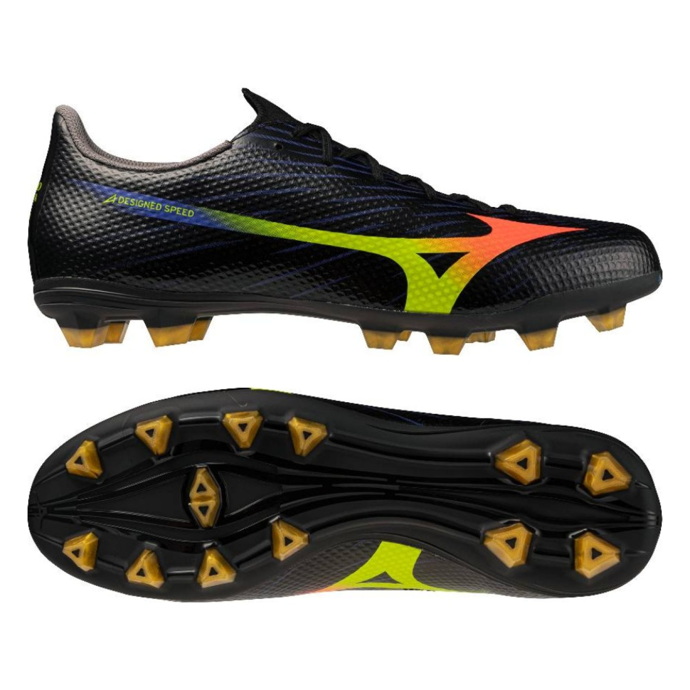 Mizuno Alpha III Select Gazon Naturel Chaussures de Foot (FG) Noir Lava Orange