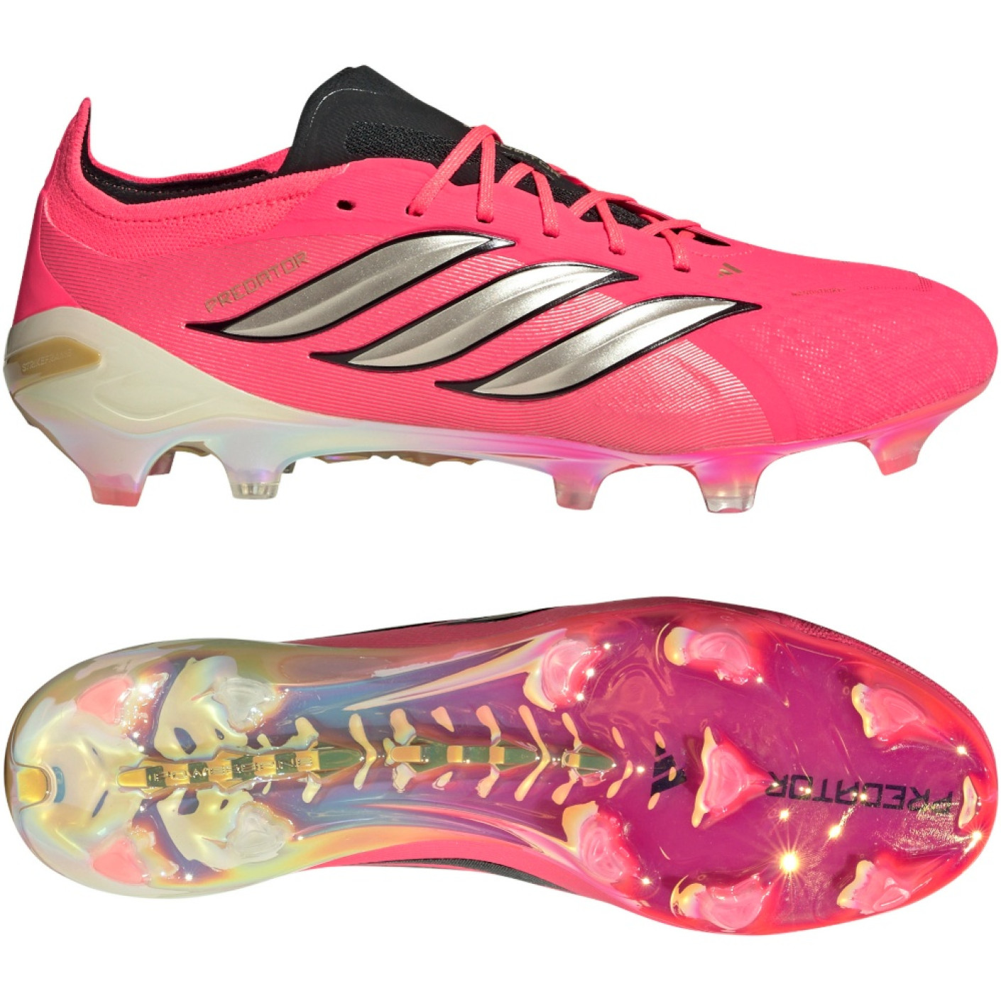 adidas Predator Elite Gras Voetbalschoenen (FG) Felroze Zilvergrijs Zwart Goud