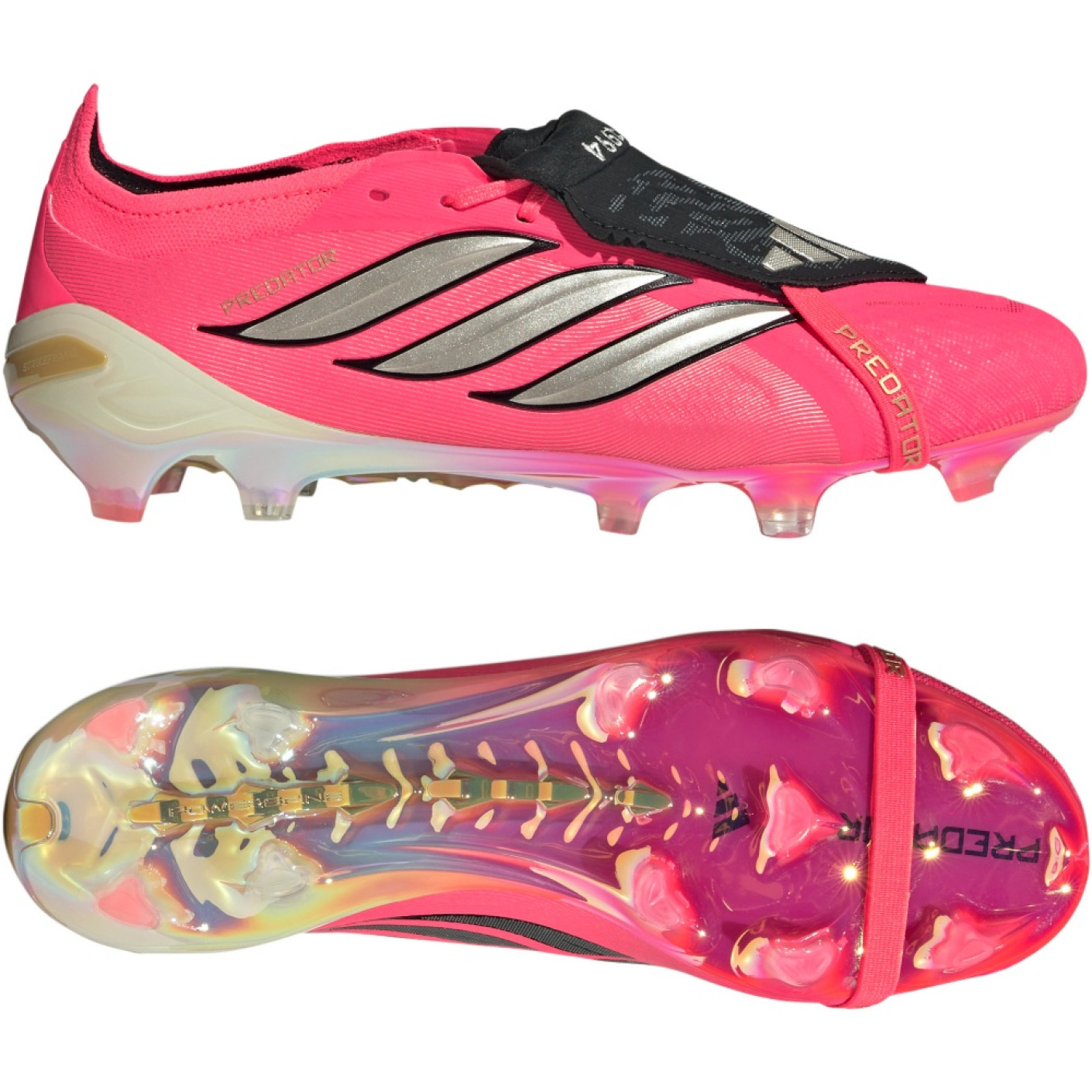 adidas Predator Elite FT Gazon Naturel Chaussures de Foot (FG) Rose Vif Gris Argenté Noir Doré