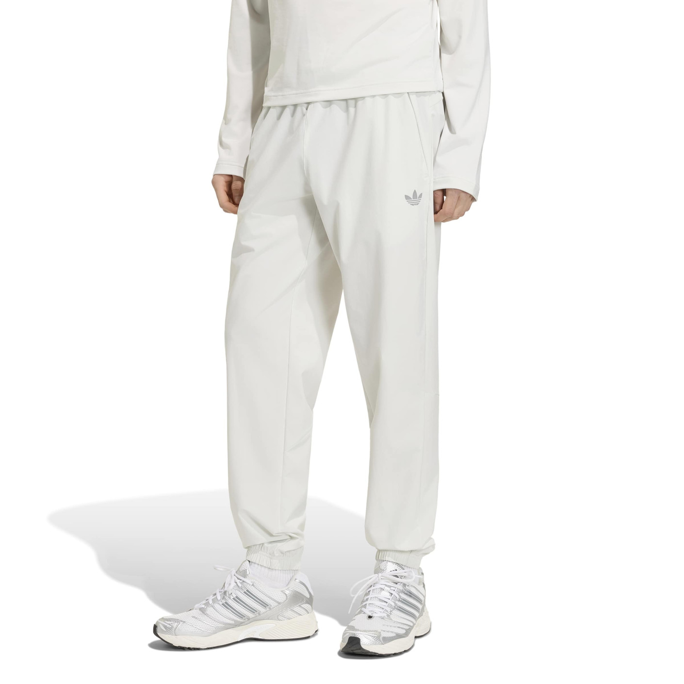 adidas Tech Trefoil Essential Woven Trainingsbroek Lichtgrijs Zilver