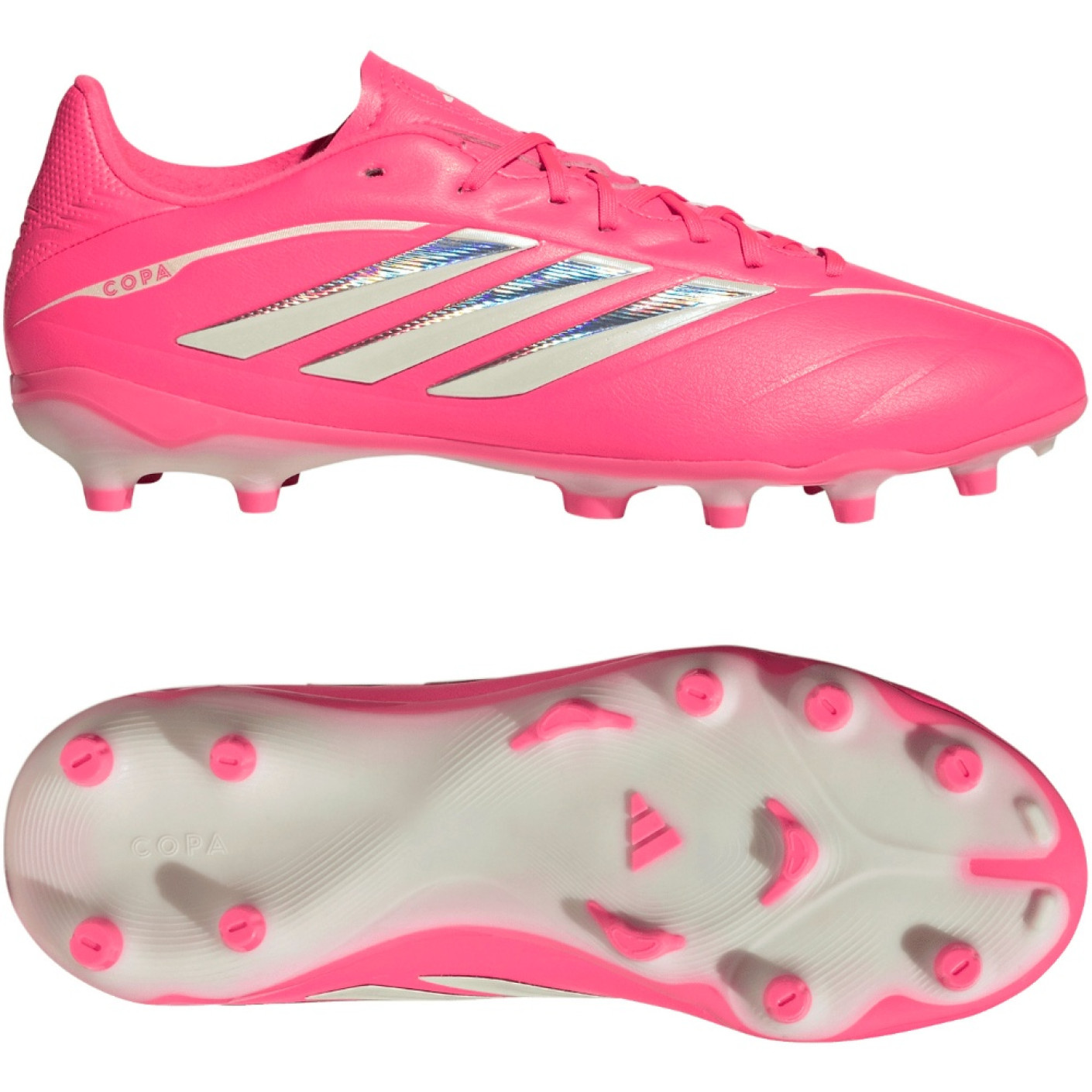adidas Copa Pure IV League Gazon Naturel Chaussures de Foot (FG) Enfants Rose Vif Argenté Blanc