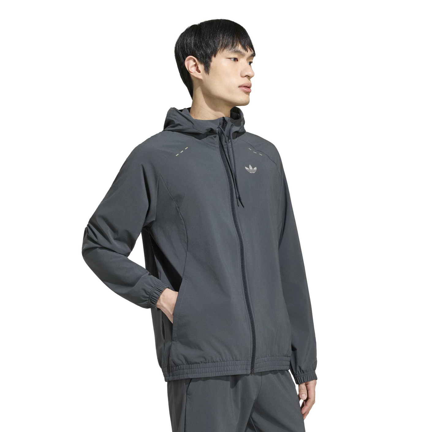 adidas Tech Essential Woven Trainingsjack Donkergrijs Zilver