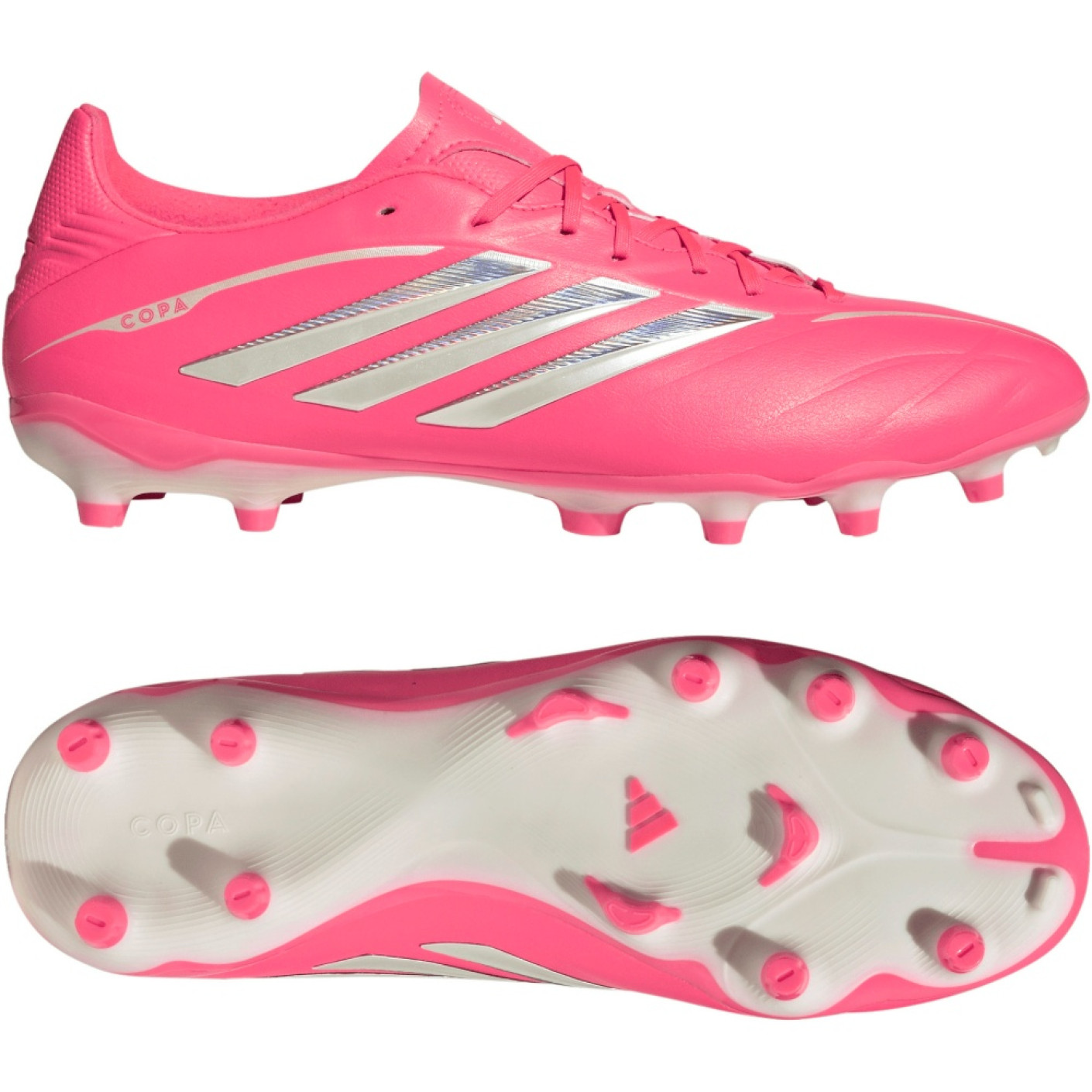 adidas Copa Pure IV League Gazon Naturel Chaussures de Foot (FG) Rose Vif Argenté Blanc