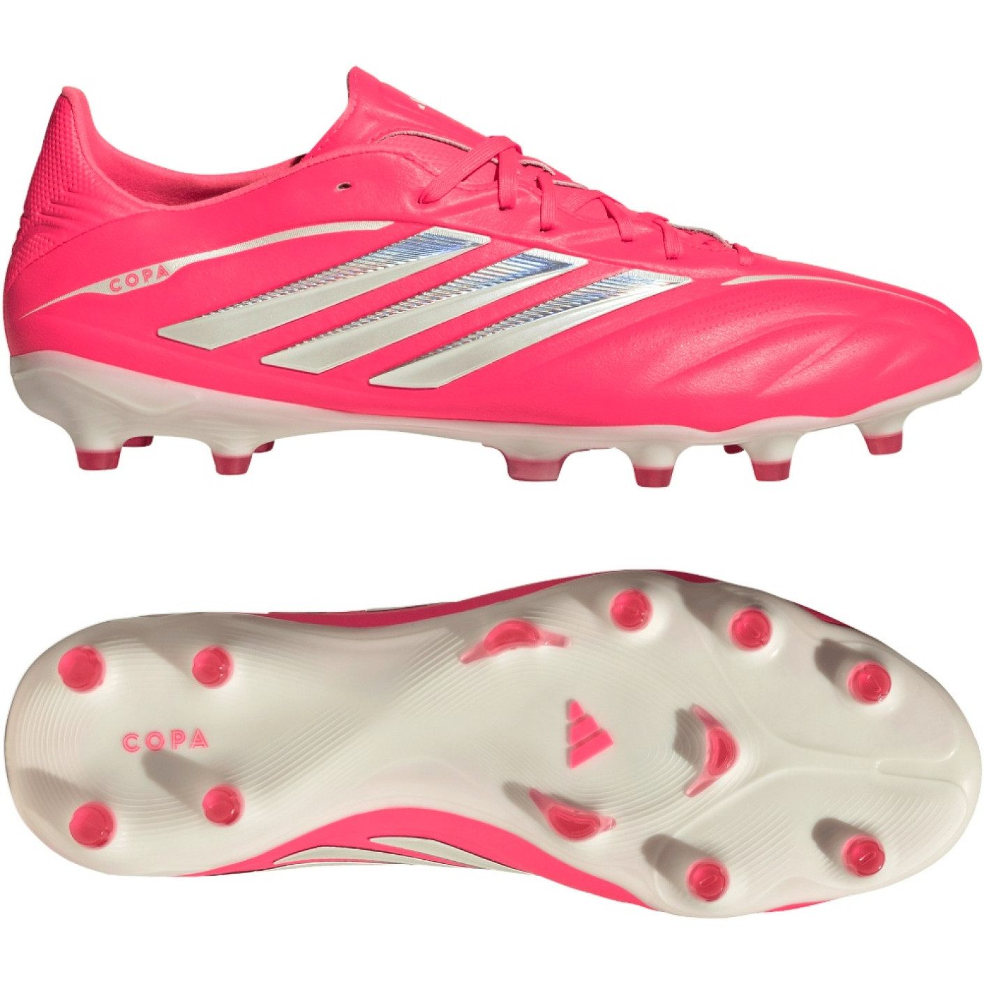 adidas Copa Pure IV Pro Gazon Naturel Chaussures de Foot (FG) Rose Vif Argenté Blanc