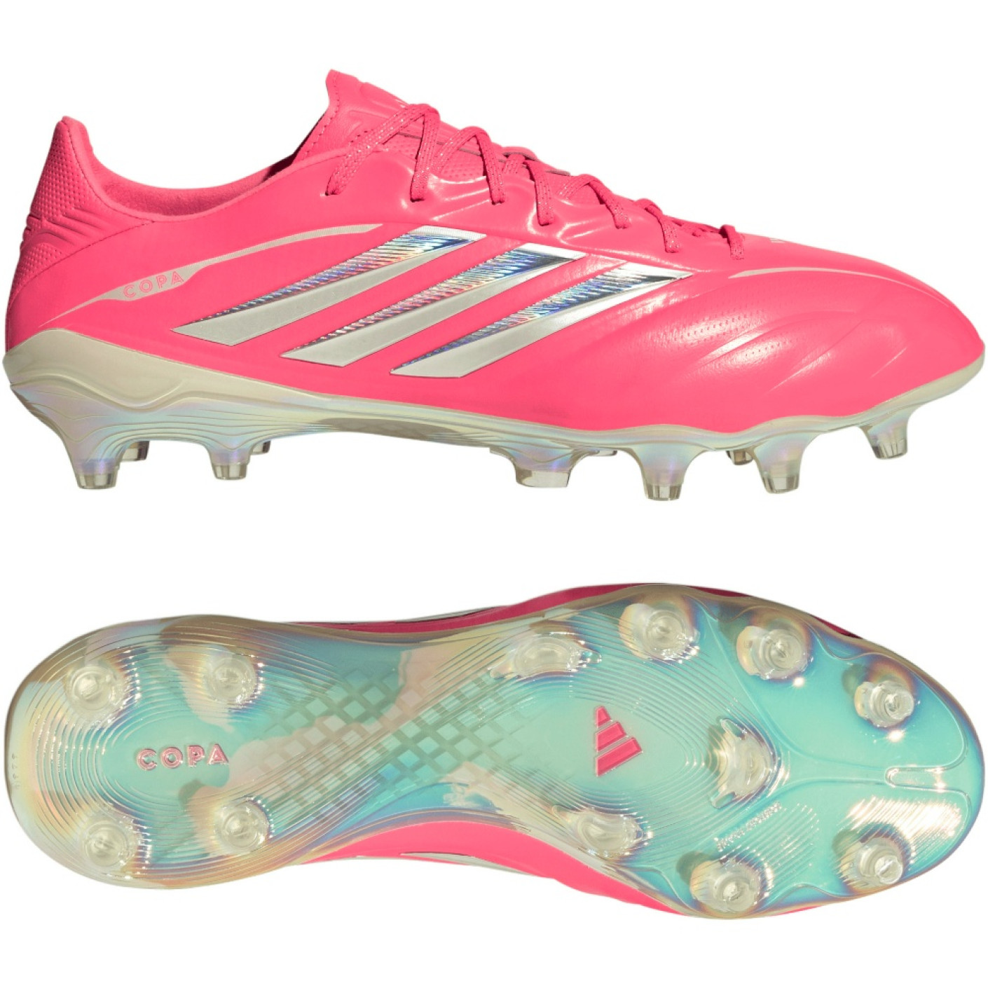 adidas Copa Pure IV Elite Gazon Naturel Chaussures de Foot (FG) Rose Vif Argenté Blanc