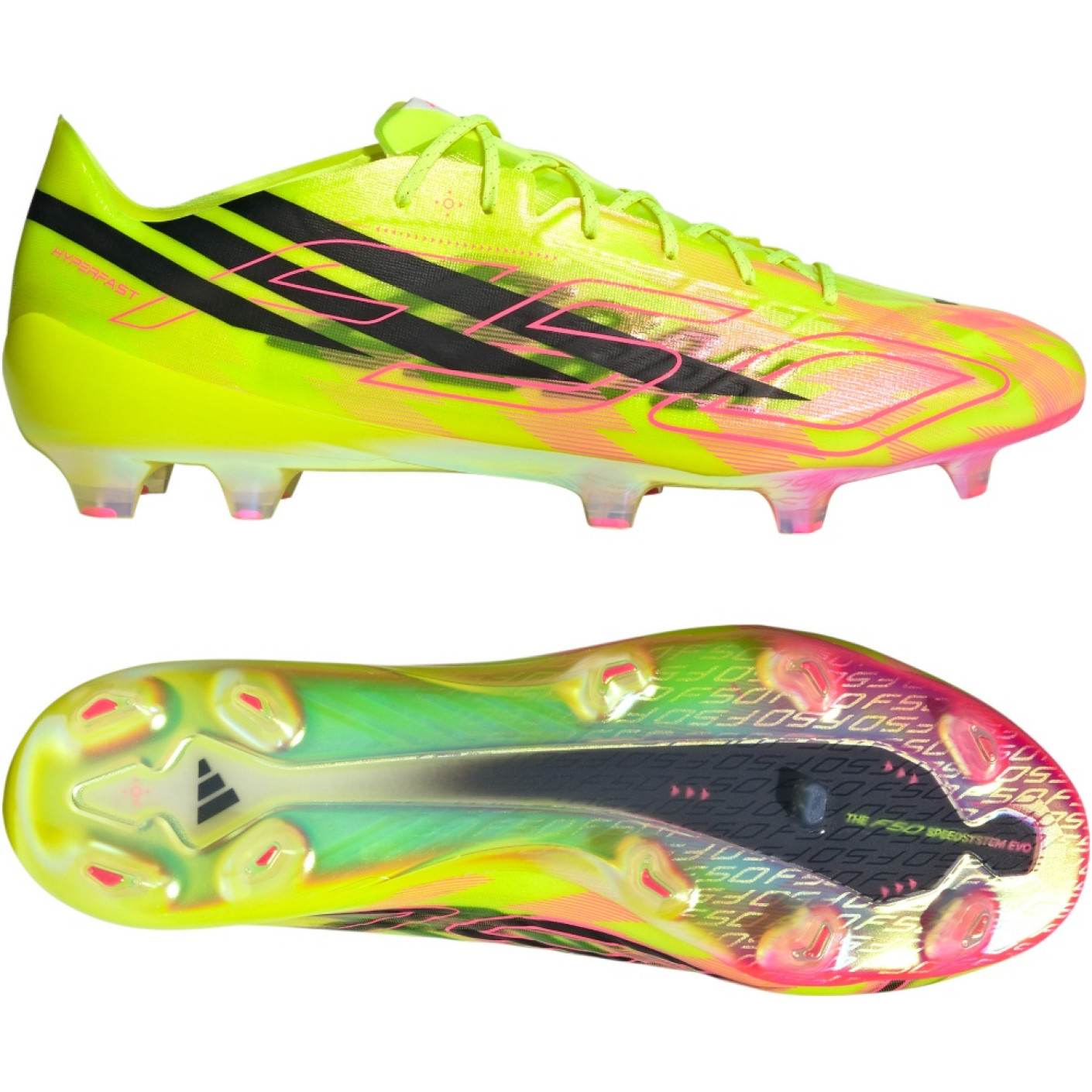 adidas F50 Hyperfast EVO Too Light Gras Voetbalschoenen (FG) Neongeel Zwart Roze