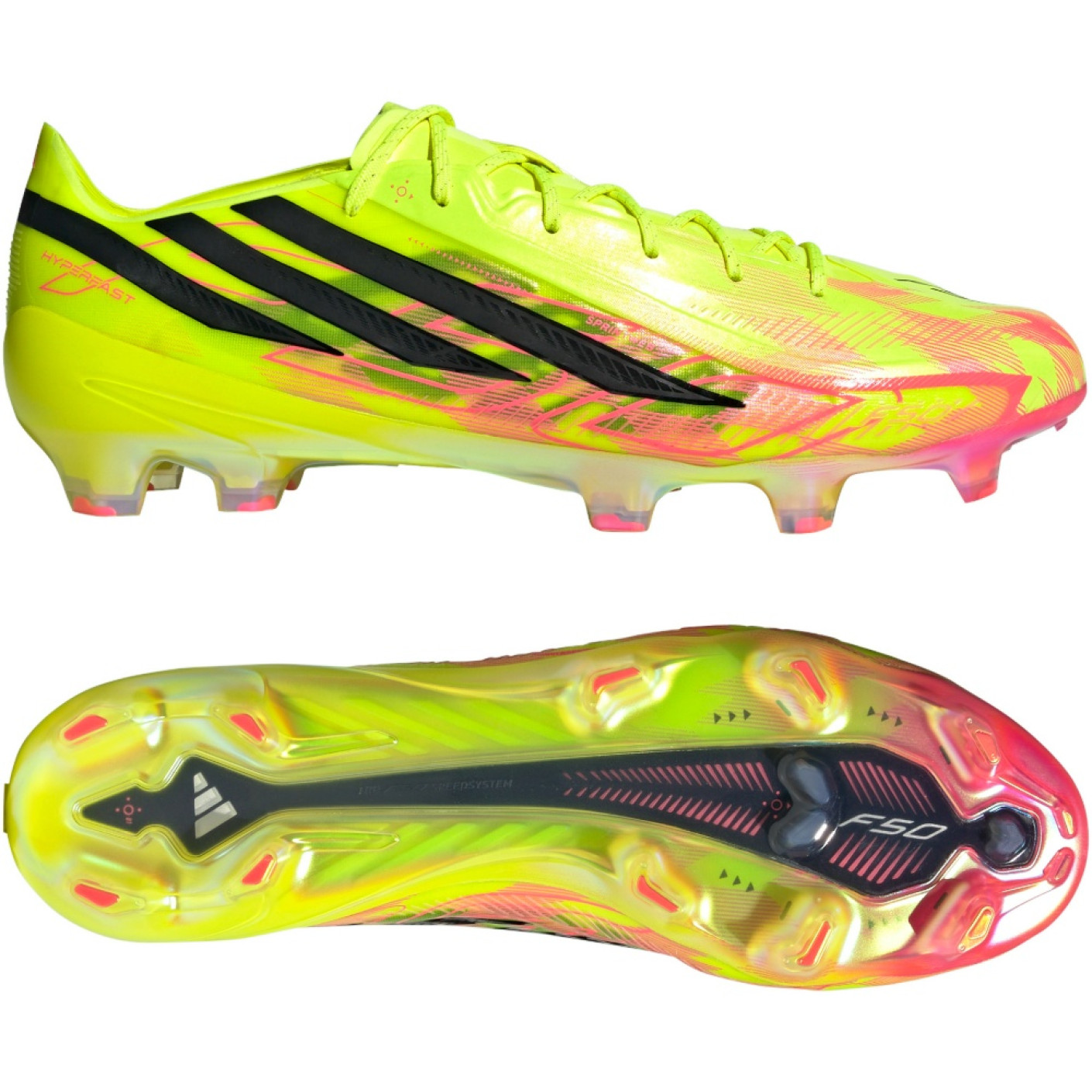 adidas F50 Hyperfast Elite Too Light Gras Voetbalschoenen (FG) Neongeel Zwart Roze