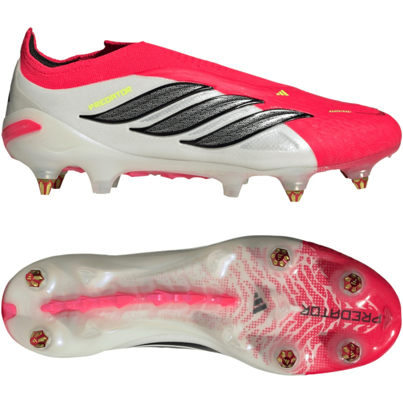 adidas Predator Elite Sans Lacets Crampons Vissés Chaussures de Foot (SG) Rouge Blanc Noir Jaune