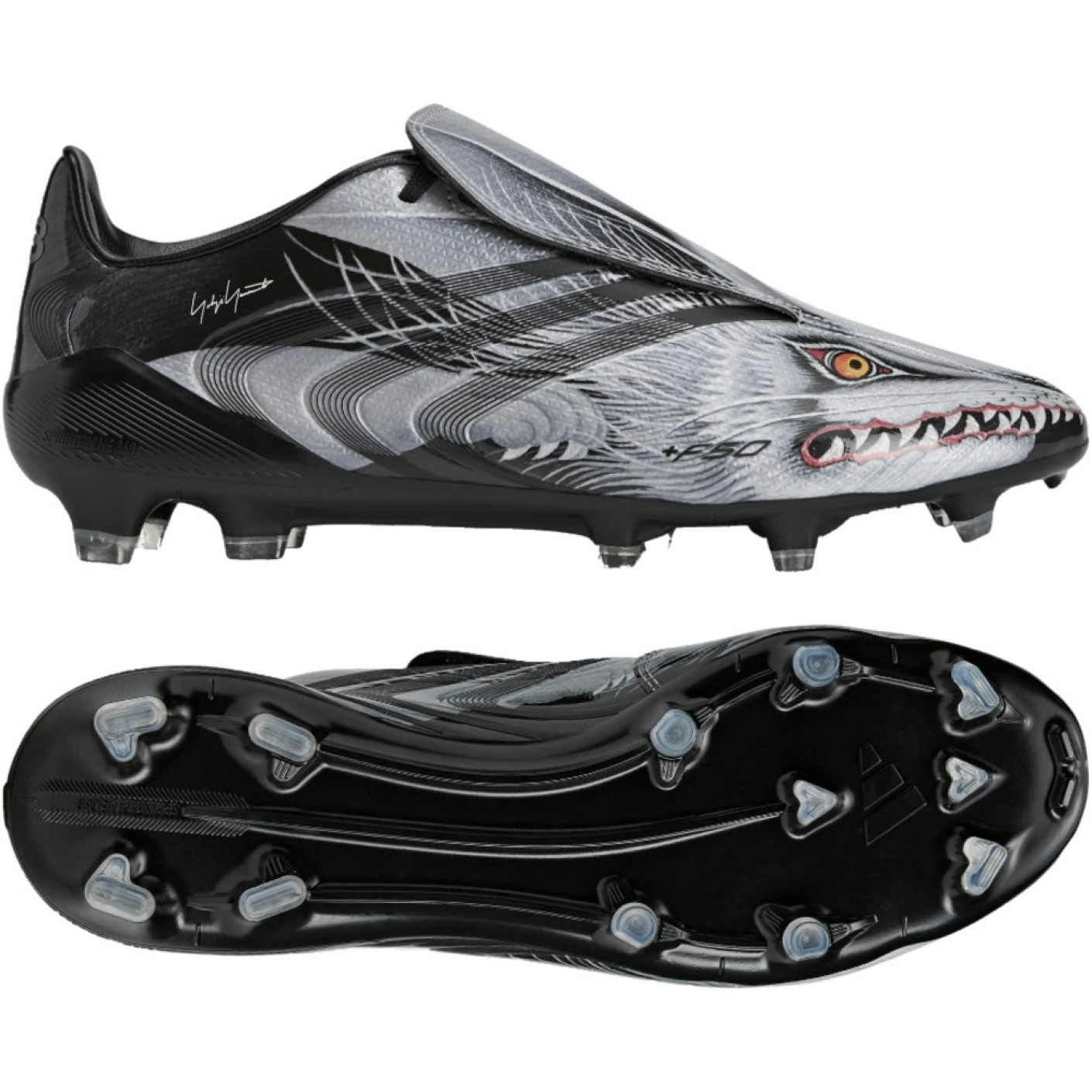 adidas F50 Tunit Y-3 Elite Chaussures de Foot Gazon Naturel (FG) Noir Gris Argenté