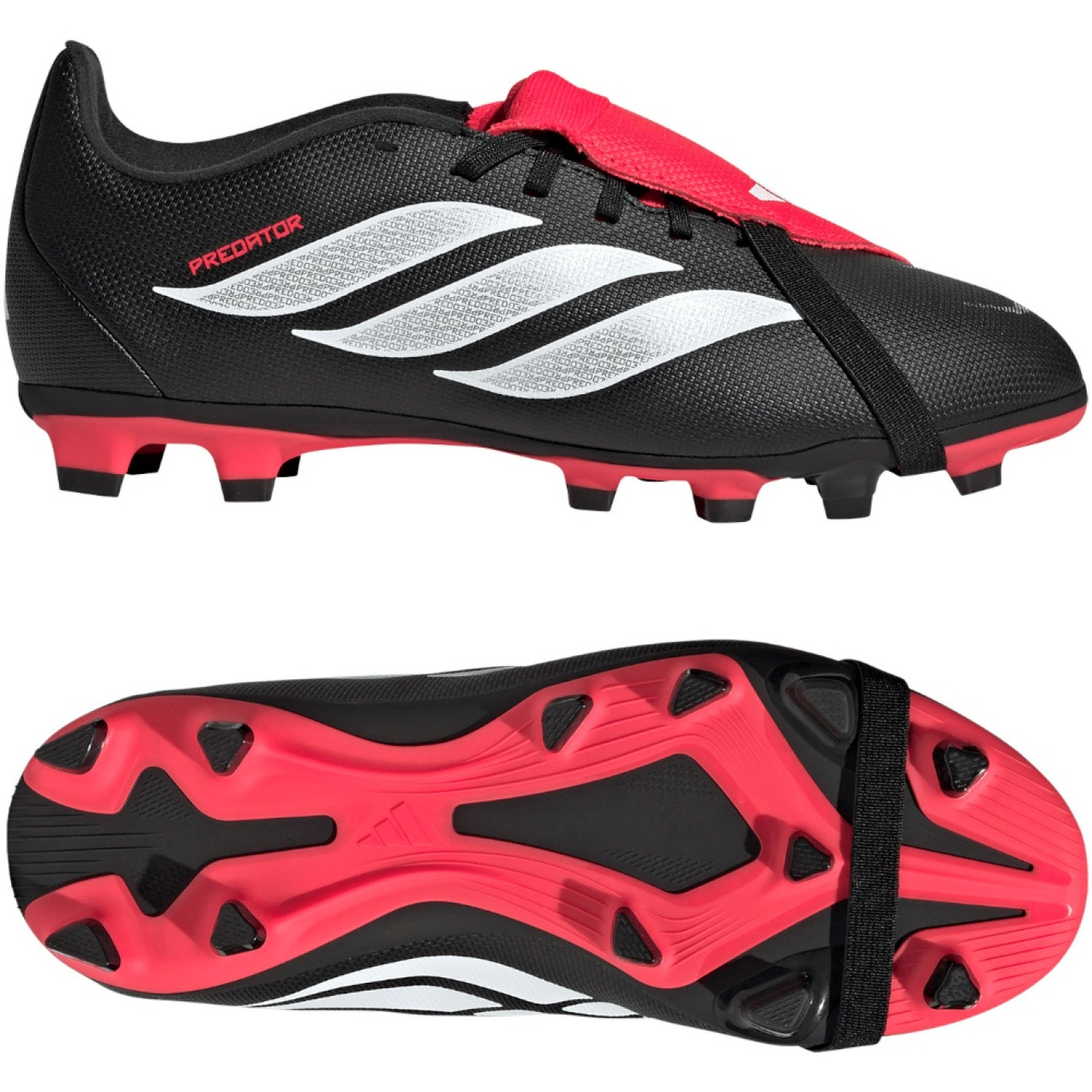 adidas Predator Club FT Gras / Kunstgras Voetbalschoenen (MG) Kids Zwart Wit Rood