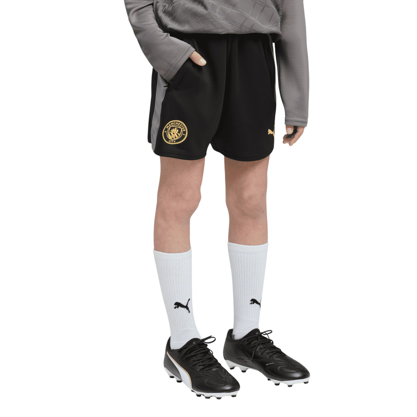 PUMA Manchester City Trainingsbroekje 2026-2027 Kids Zwart Donkergrijs Goud