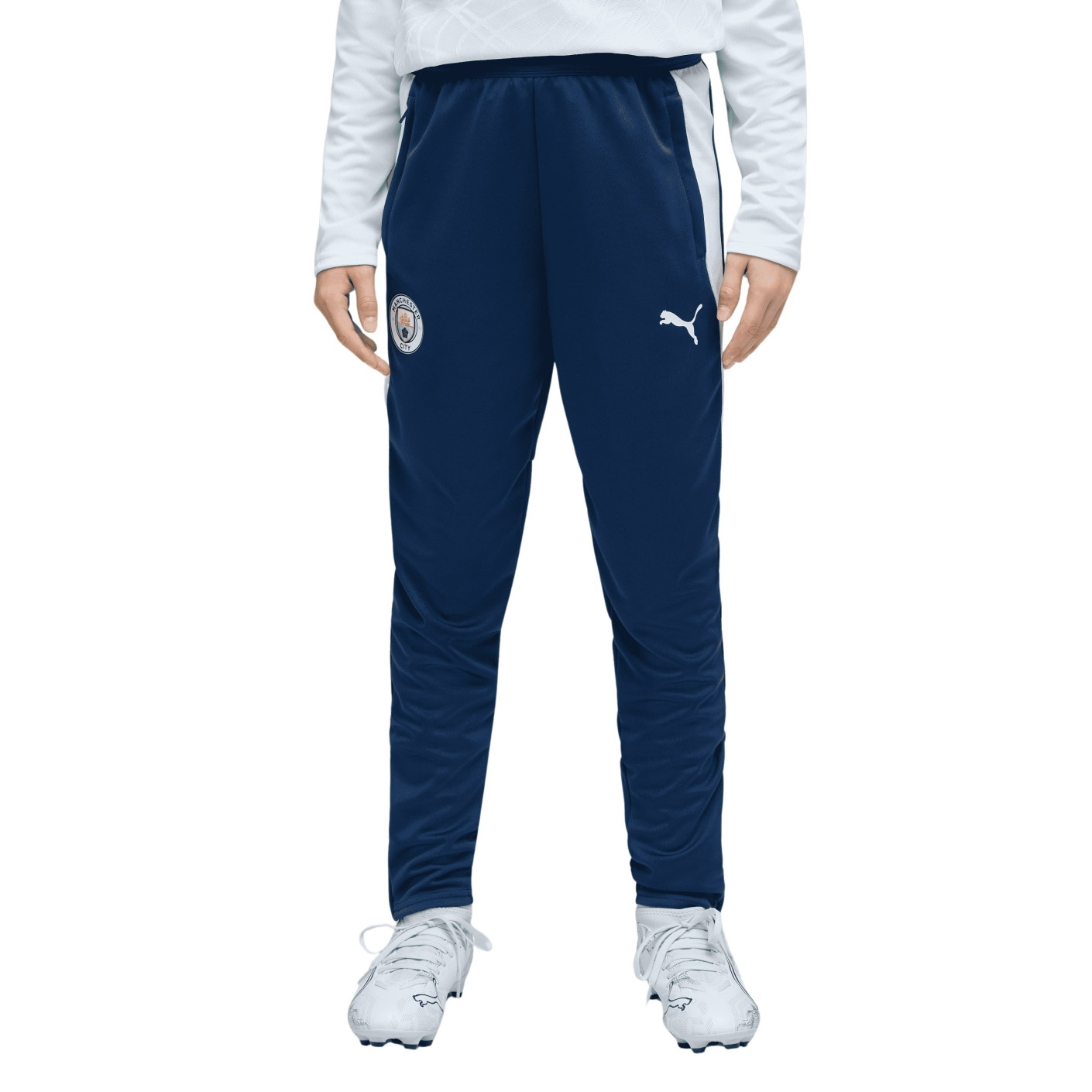 Pantalon d'entraînement PUMA Manchester City 2026-2027 pour enfants, bleu foncé, bleu clair