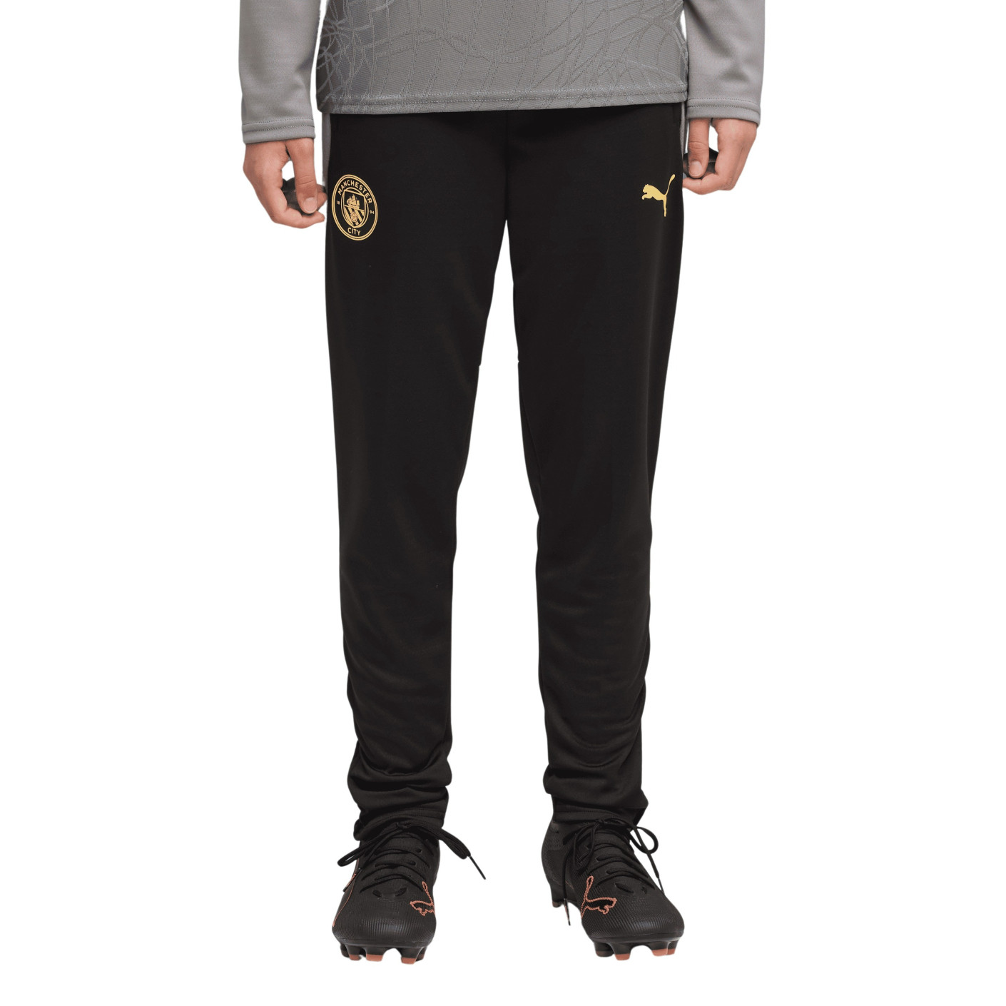 Pantalon d'entraînement PUMA Manchester City 2026-2027 pour enfants, noir, gris foncé, or
