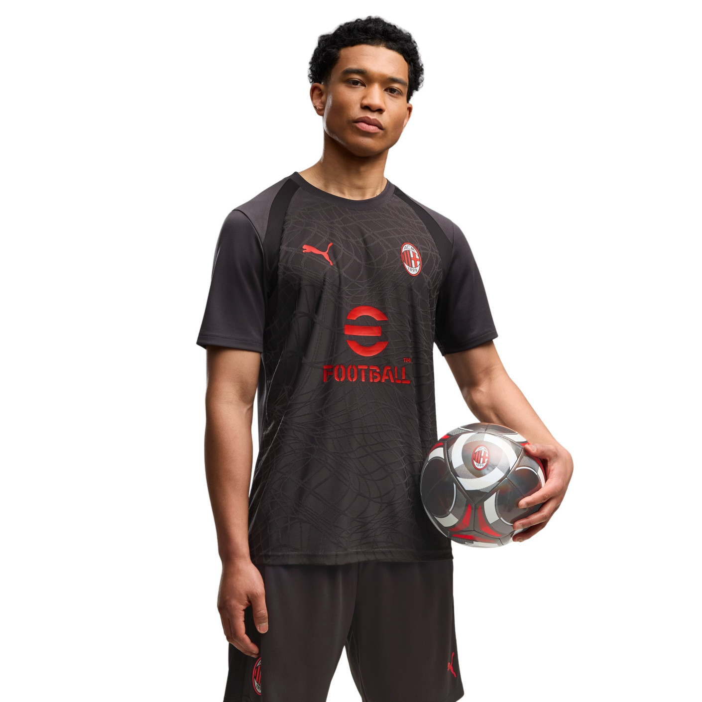 Chemise d'entraînement PUMA AC Milan 2026-2027 gris foncé rouge