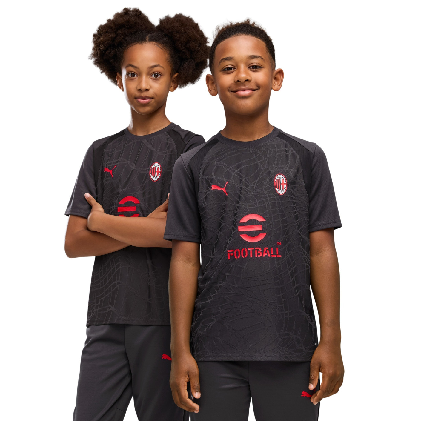PUMA AC Milan Trainingsshirt 2026-2027 Kids Donkergrijs Rood