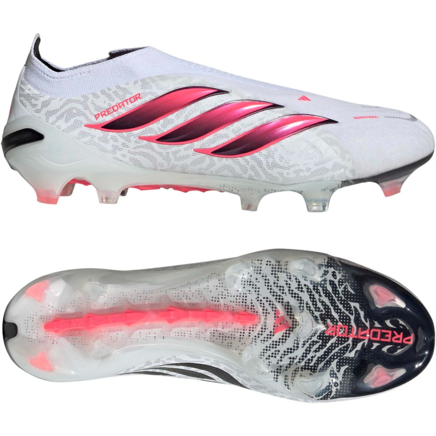 adidas Predator Elite Sans Lacets Gazon Naturel Chaussures de Foot (FG) Blanc Noir Rose