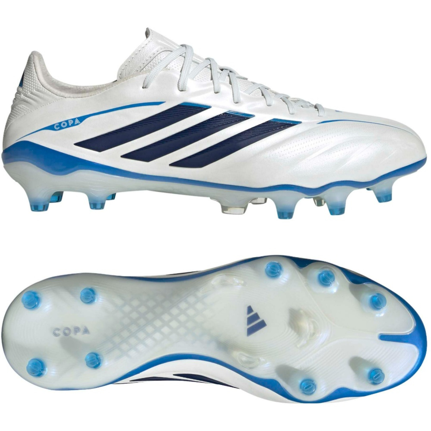 adidas Copa Pure IV Elite Gazon Naturel Chaussures de Foot (FG) Blanc Bleu Bleu Foncé