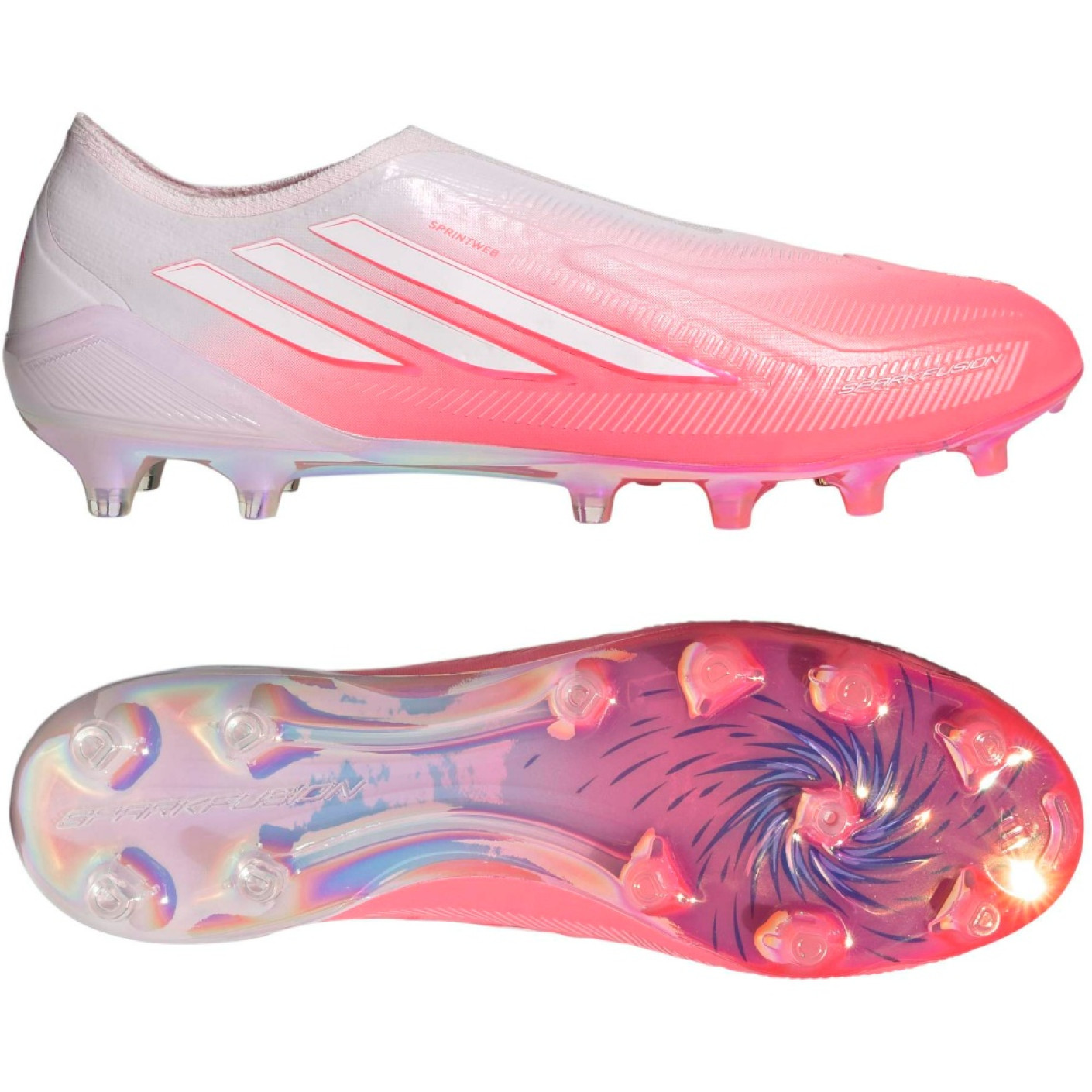 adidas F50 Sparkfusion Elite Veterloze Gras / Kunstgras Voetbalschoenen (MG) Dames Roze Wit