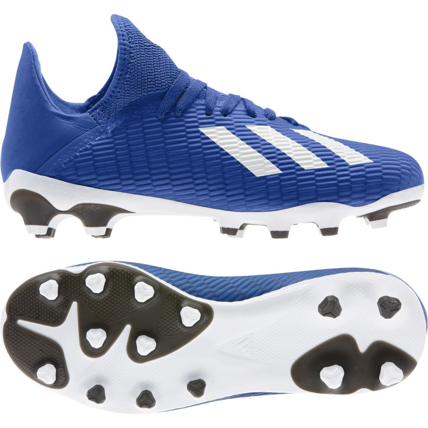 adidas X 19.3 Gras / Kunstgras Voetbalschoenen (MG) Kids Blauw Wit Zwart