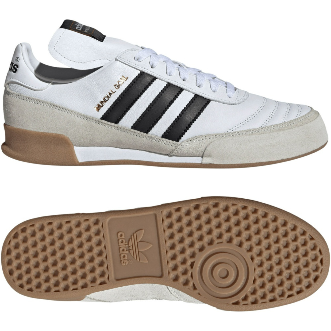 adidas Mundial Goal Chaussures de Foot en Salle (IN) Blanc Noir Doré