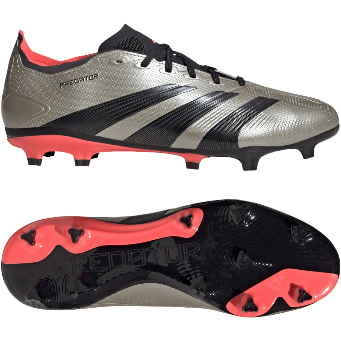 adidas Predator League Gras Voetbalschoenen (FG) Zilver Zwart Roze