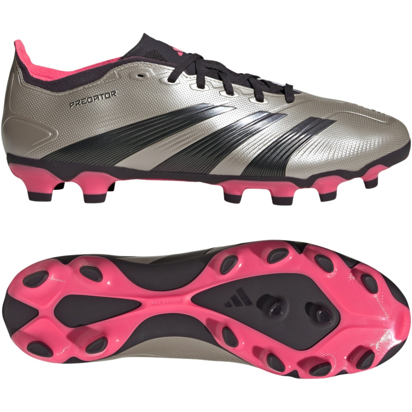 adidas Predator League Gazon Naturel Gazon Artificiel Chaussures de Foot (MG) Argenté Noir Rose