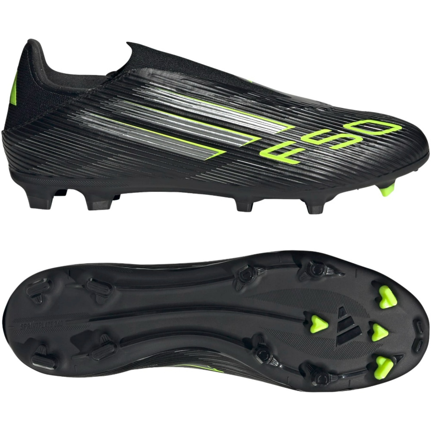 adidas F50 League Veterloze Gras / Kunstgras Voetbalschoenen (MG) Zwart Zilver Neongeel