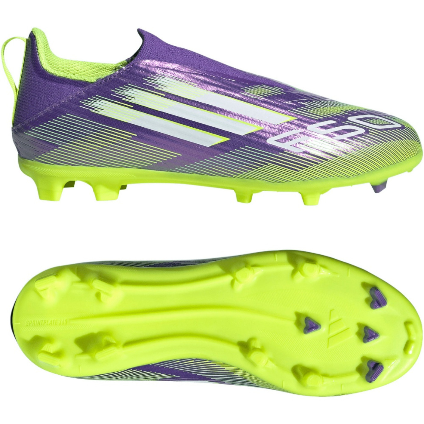 adidas F50 League Veterloze Gras / Kunstgras Voetbalschoenen (MG) Kids Paars Wit Neongeel