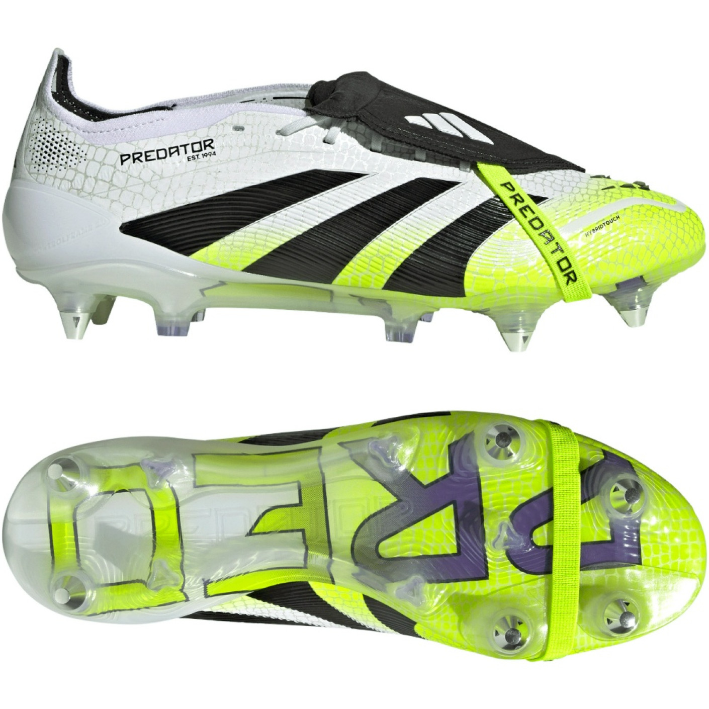 adidas Predator Elite FT IJzeren-Nop Voetbalschoenen (SG) Wit Zwart Neongeel